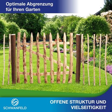 Schwanfeld Staketenzaun Tor 90 x 100cm Premium - [WETTERBESTÄNDIGES TOR FÜR ZAUN GARTEN], (inkl. Scharniere - Hochwertiges Tor Gartenzaun Holz - FSC zertifiziertes Holz - Rollzaun Tor)