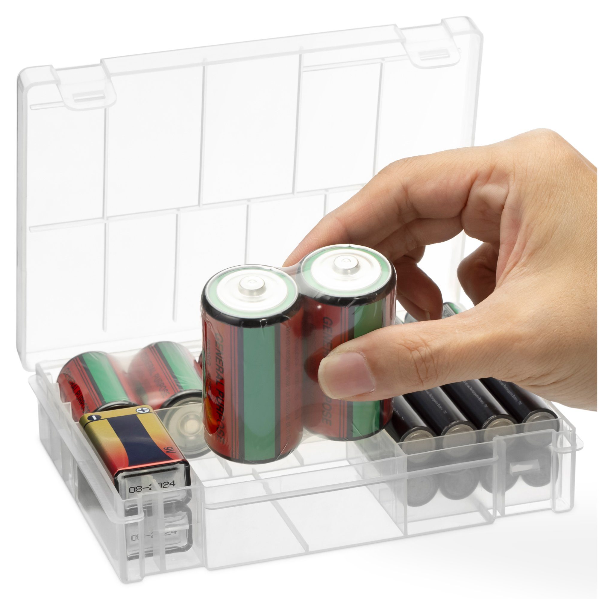 Batteriebox Batteriebox aus Kunststoff - transparente Aufbewahrungsbox