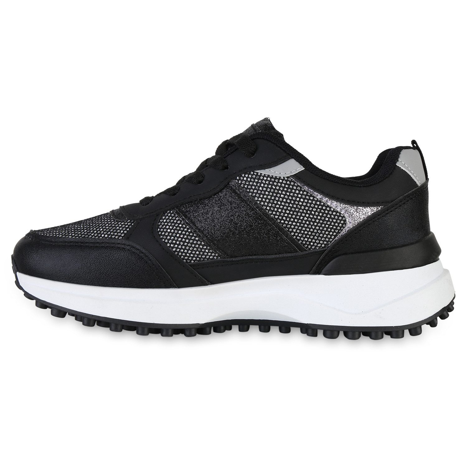 VAN HILL 841560 Plateausneaker Damen Plateau Sneaker Schnürer Glitzer Profi günstig online kaufen