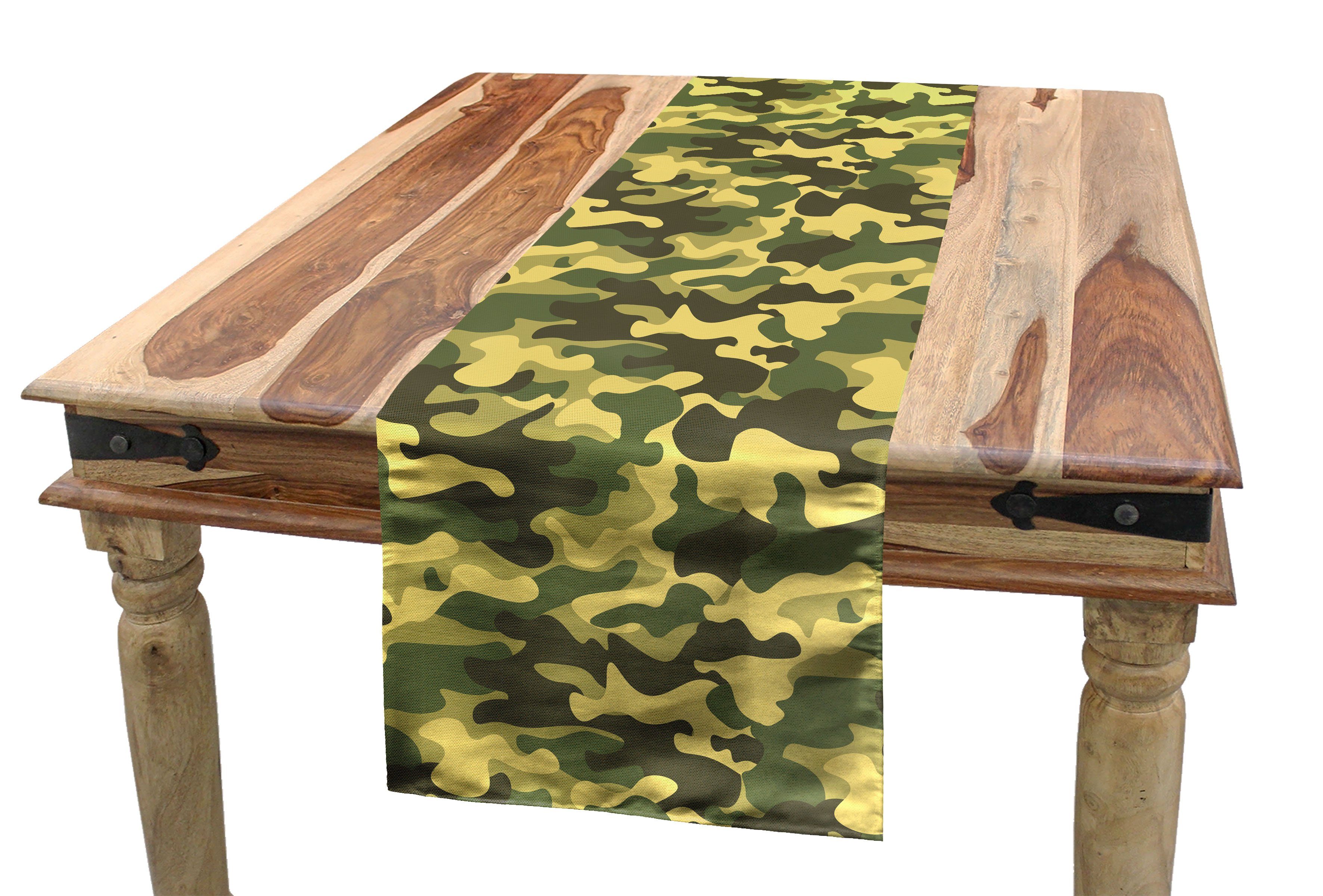 Abakuhaus Tischläufer Esszimmer Küche Rechteckiger Dekorativer Tischläufer, Khaki Die Wiederholung Camouflage Spots