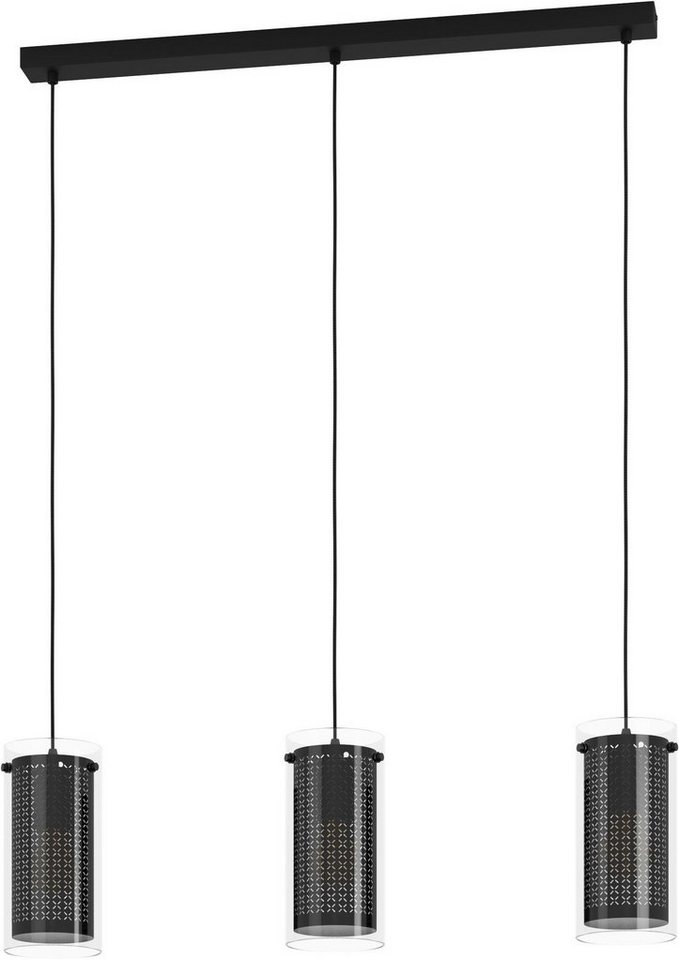 PINTO ohne - exkl. 10W wechselbar, Hängeleuchte schwarz EGLO in aus E27 Leuchtmittel, TEXTIL 1, - Hängeleuchte Stahl Leuchtmittel
