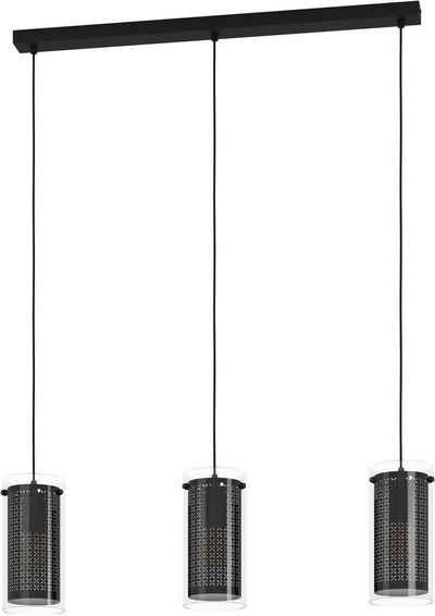 EGLO Hängeleuchte PINTO TEXTIL 1, Leuchtmittel wechselbar, ohne Leuchtmittel, Hängeleuchte in schwarz aus Stahl - exkl. E27 - 10W
