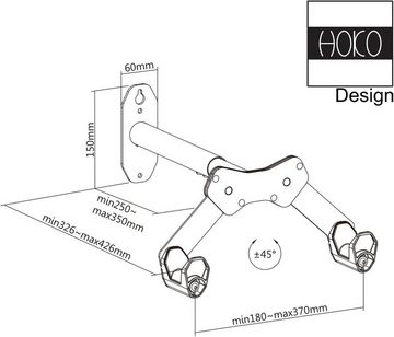 HOKO Fahrradwandhalterung Rahmenhalter mit Silikon-Schutz (Für alle gängigen Fahrräder und Hybrid-, MTB- und BMX-Fahrräder. Kratzfeste Beschichtung. Belastbar bis 25 kg., 1-tlg)