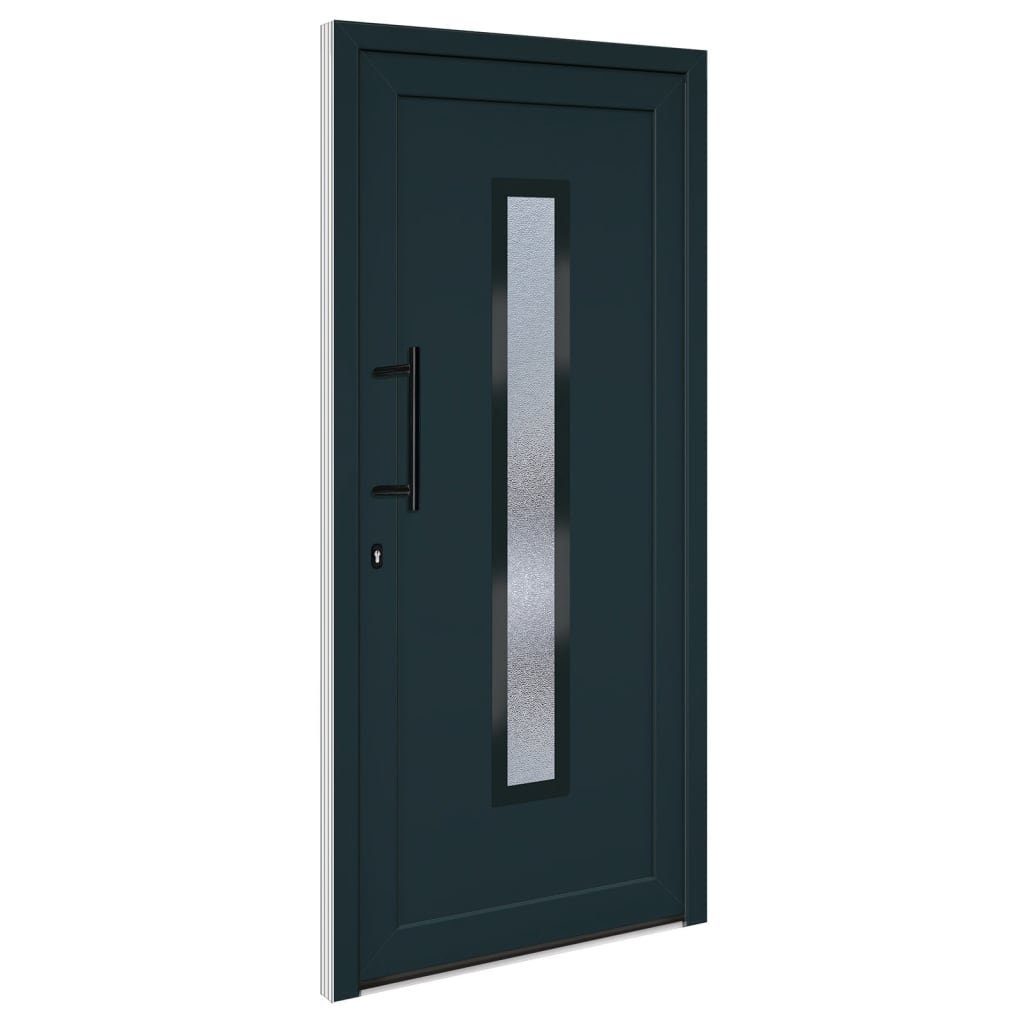 vidaXL Haustür Haustür Hauseingangstür Anthrazit 98x208 cm PVC Glas-Element Linkshänd