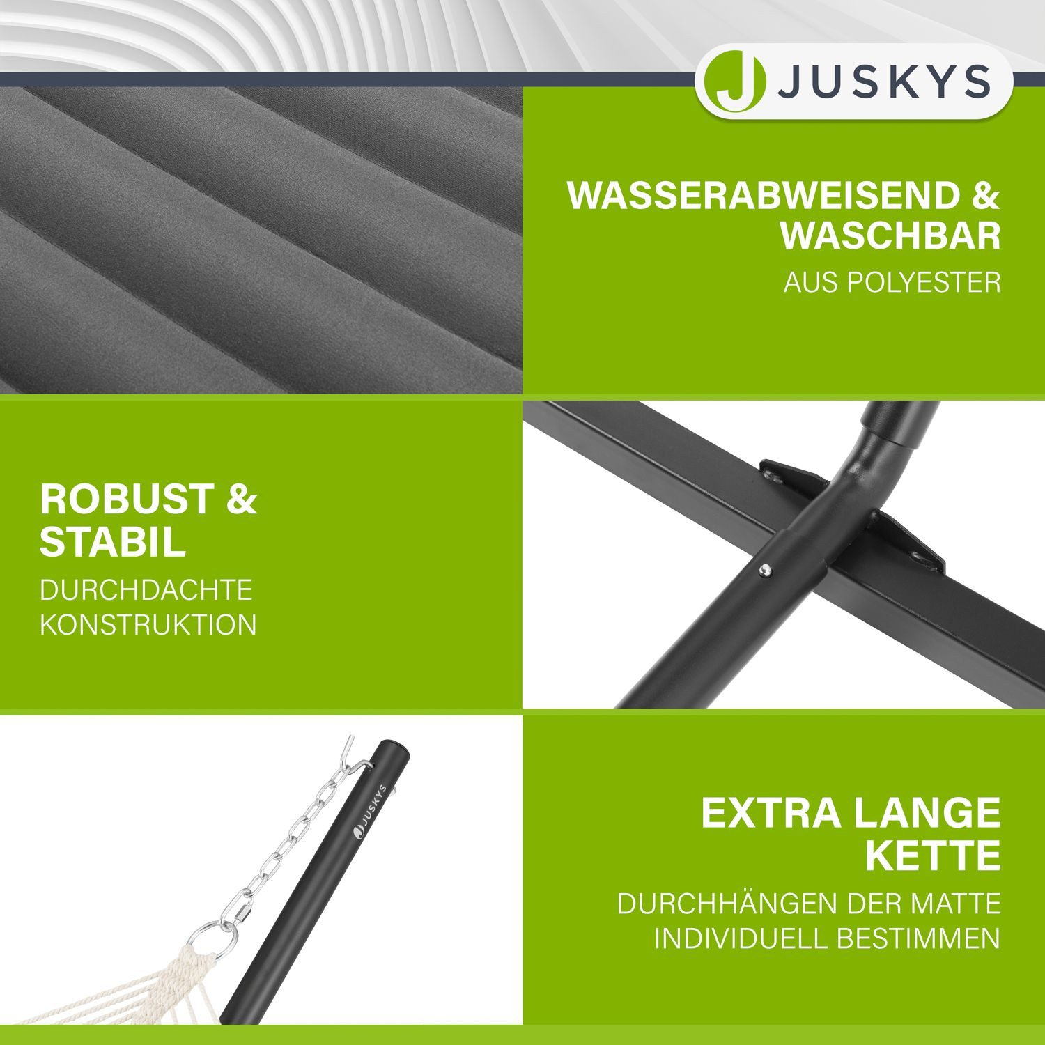 Juskys Hängematte Cata, für 2 Personen, mit Gestell, Spreizstab und Kissen, Indoor & Outdoor