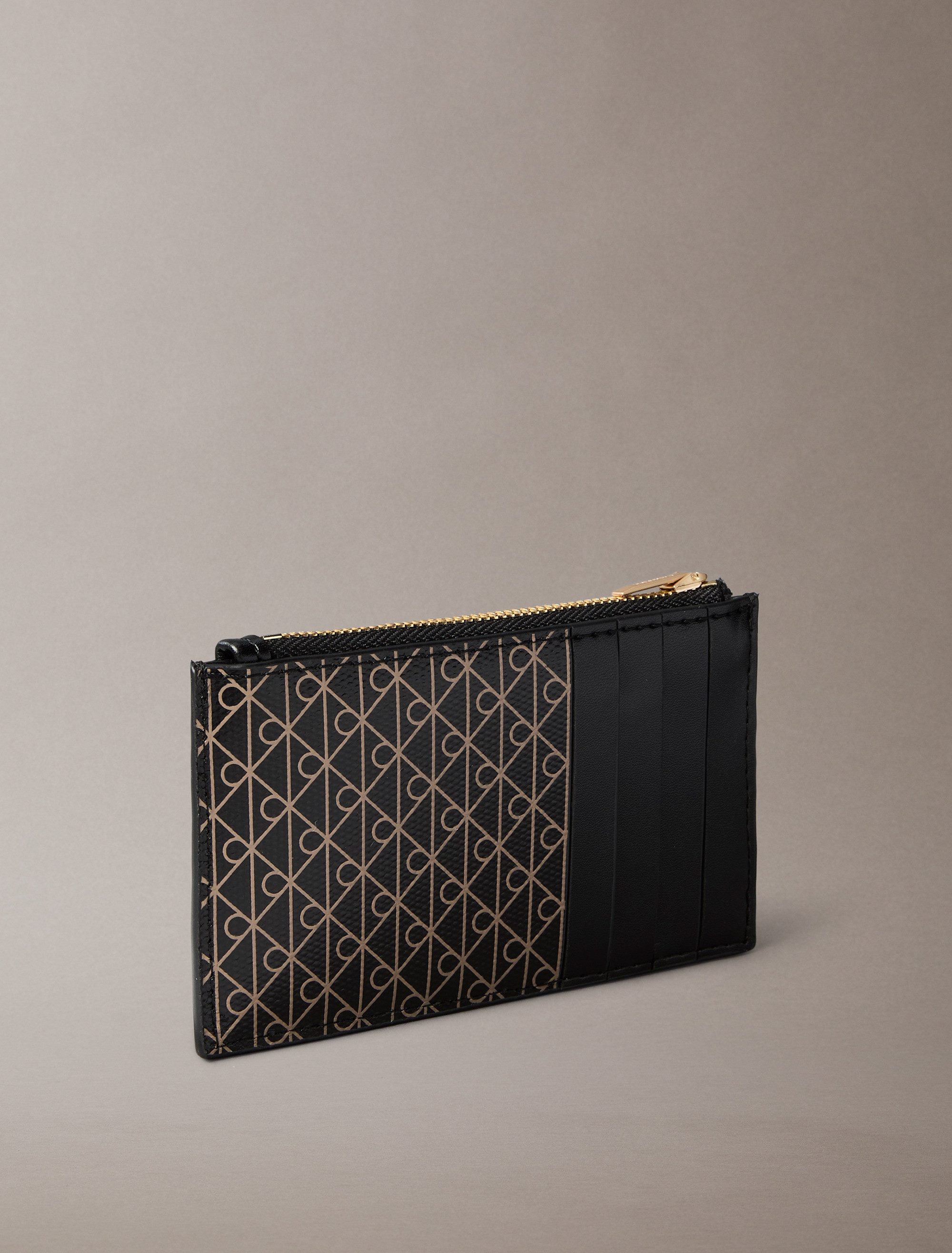 Calvin Klein Kartenetui EMBLEM AOP TOP ZIP CARDCASE, Damen Geldbeutel, Portemonnie mit CK-Logodrucken