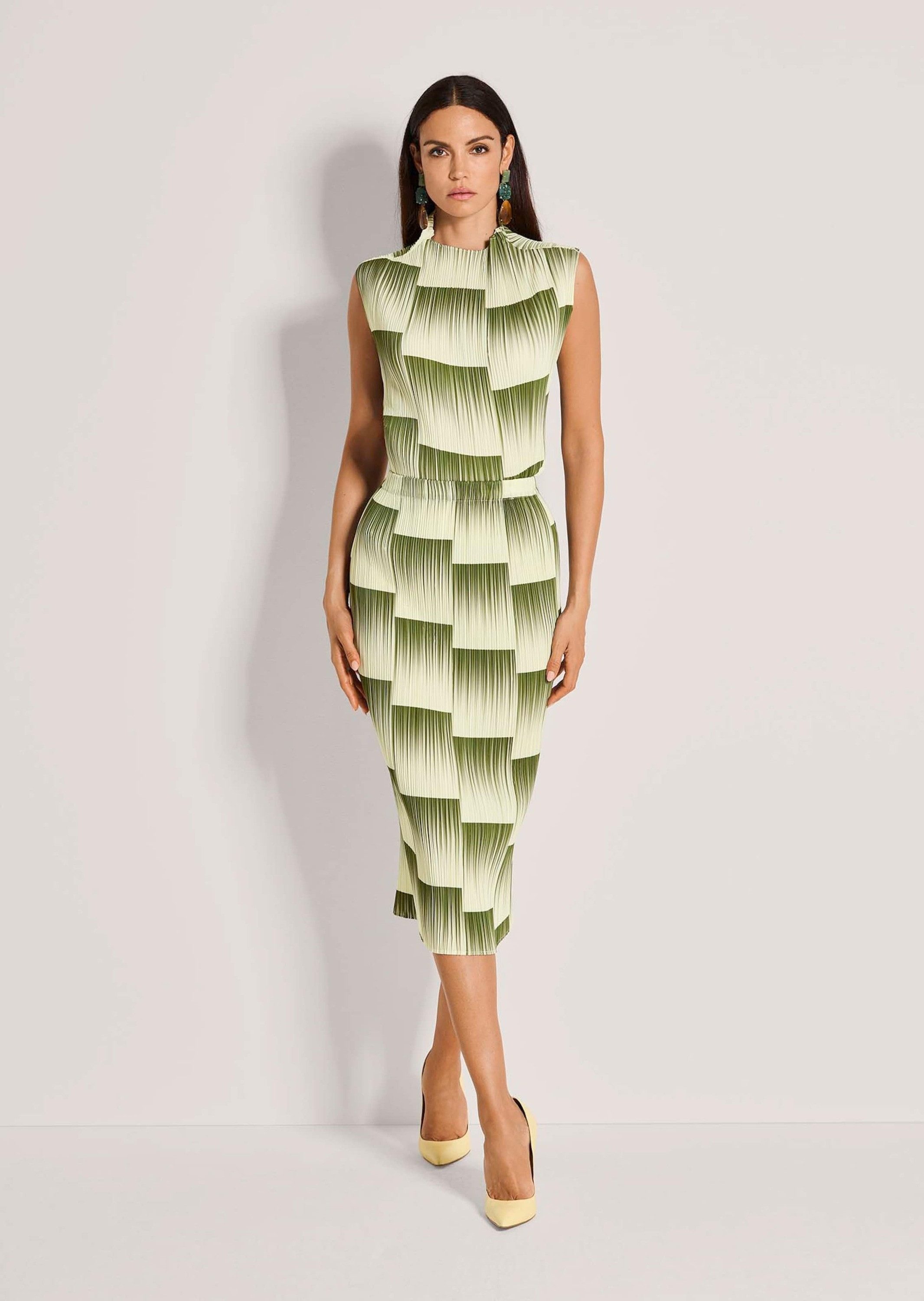 MADELEINE Maxirock Plisseerock mit grafischem Muster Druckrock mit Schlupfbund und Knielänge