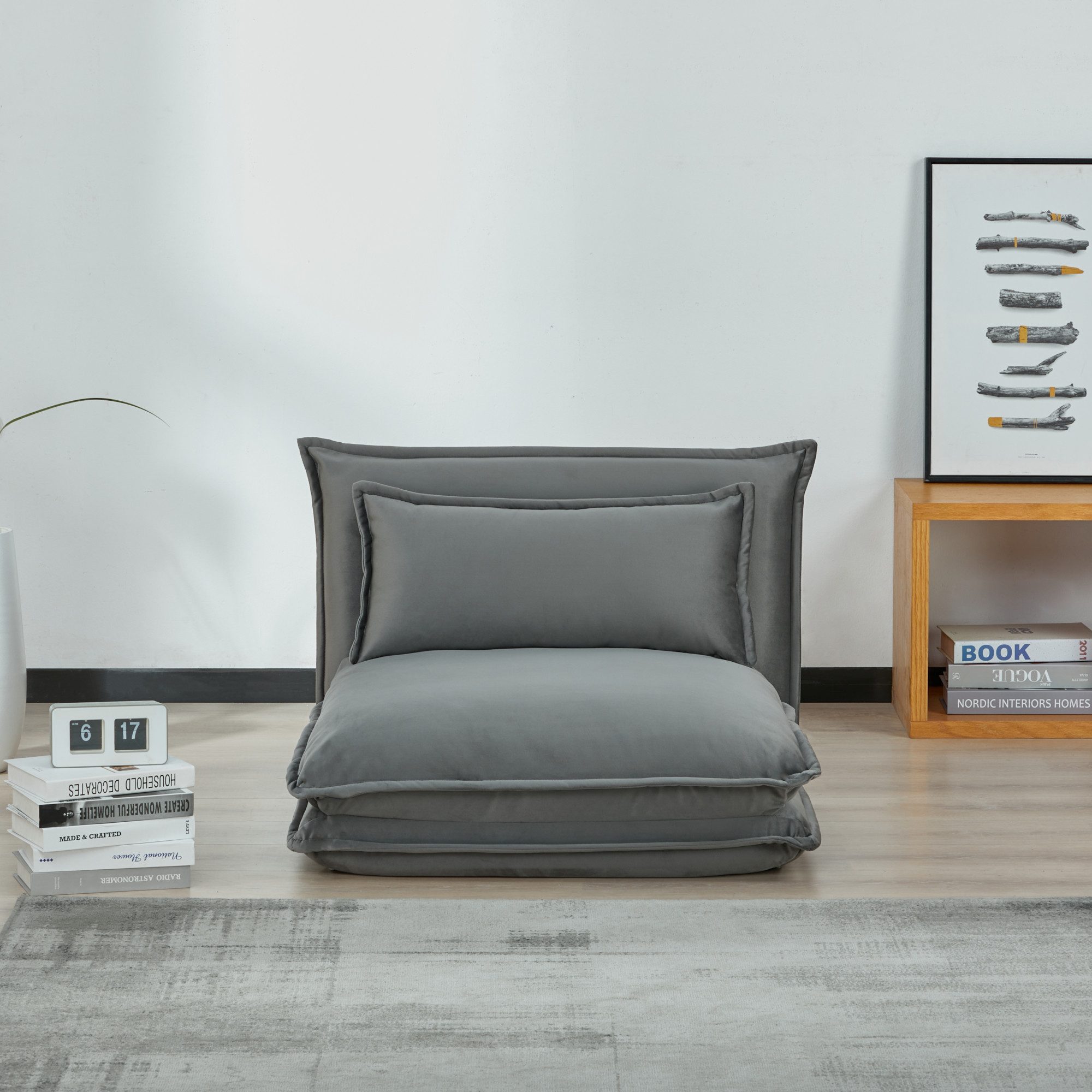 en.casa Relaxsessel, Schlafsessel »Umeå« 59x85,5x67 cm Samt Grau