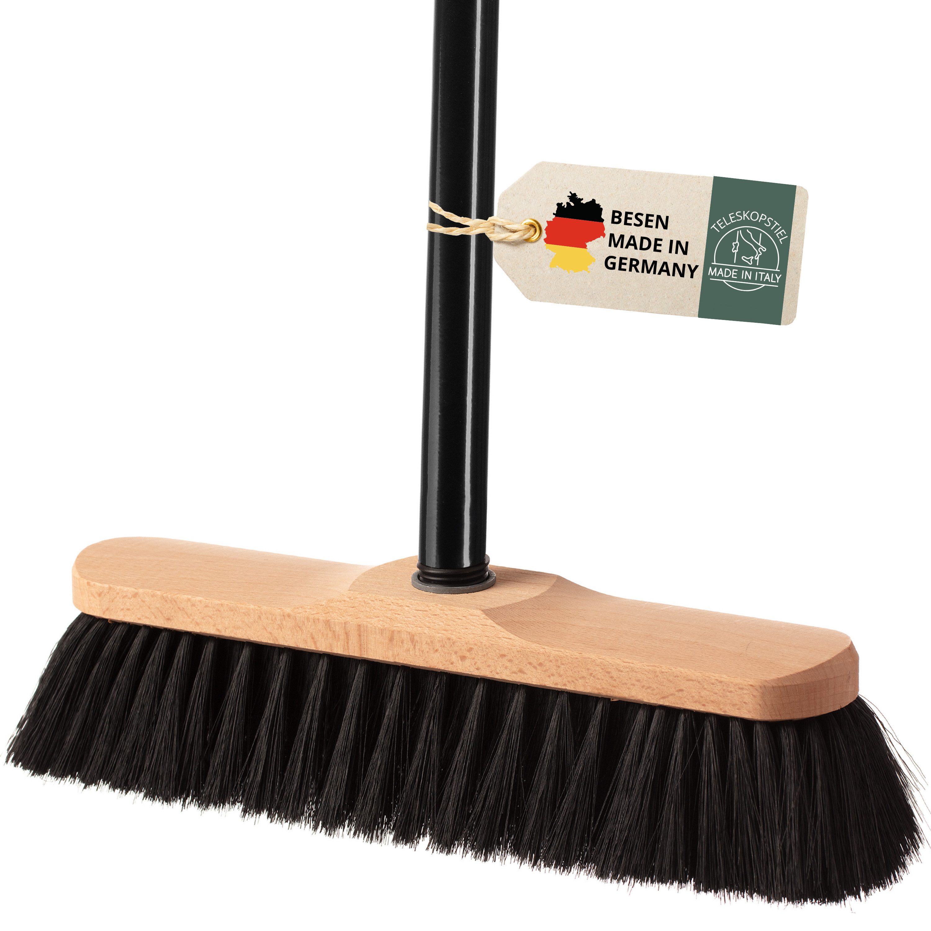 Kehrgarnitur Besen mit Stiel, Kehrbesen mit Teleskopstiel Set, Zimmerbesen Kehrset