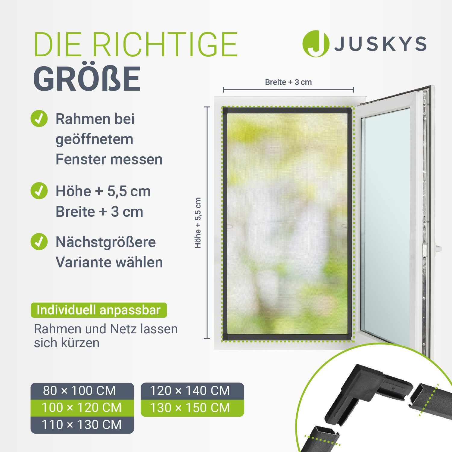Juskys Insektenschutz-Fensterrahmen Fliegenschutzgitter, individuell kürzbar, pflegeleicht – Bild 4 von 5