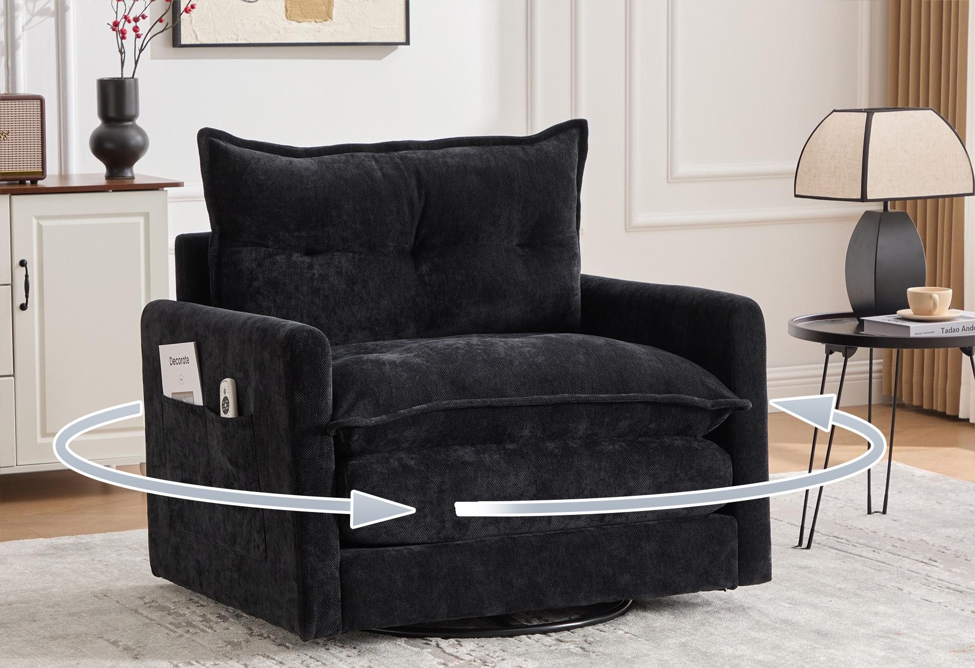 LVHOM Drehsessel Dreh-Loungesessel 360°, XXL Sitzbreite, Seitentasche, 150k günstig online kaufen