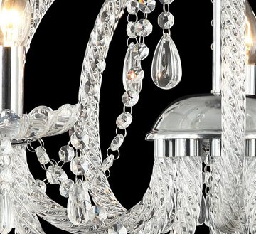Lewima Kronleuchter Kristall aus Glas 64cm groß, Lichtfarbe und Stärke beliebig, Warmweis / Kaltweiß, E14 austauschbar, 5 Arm, Modell Caroline