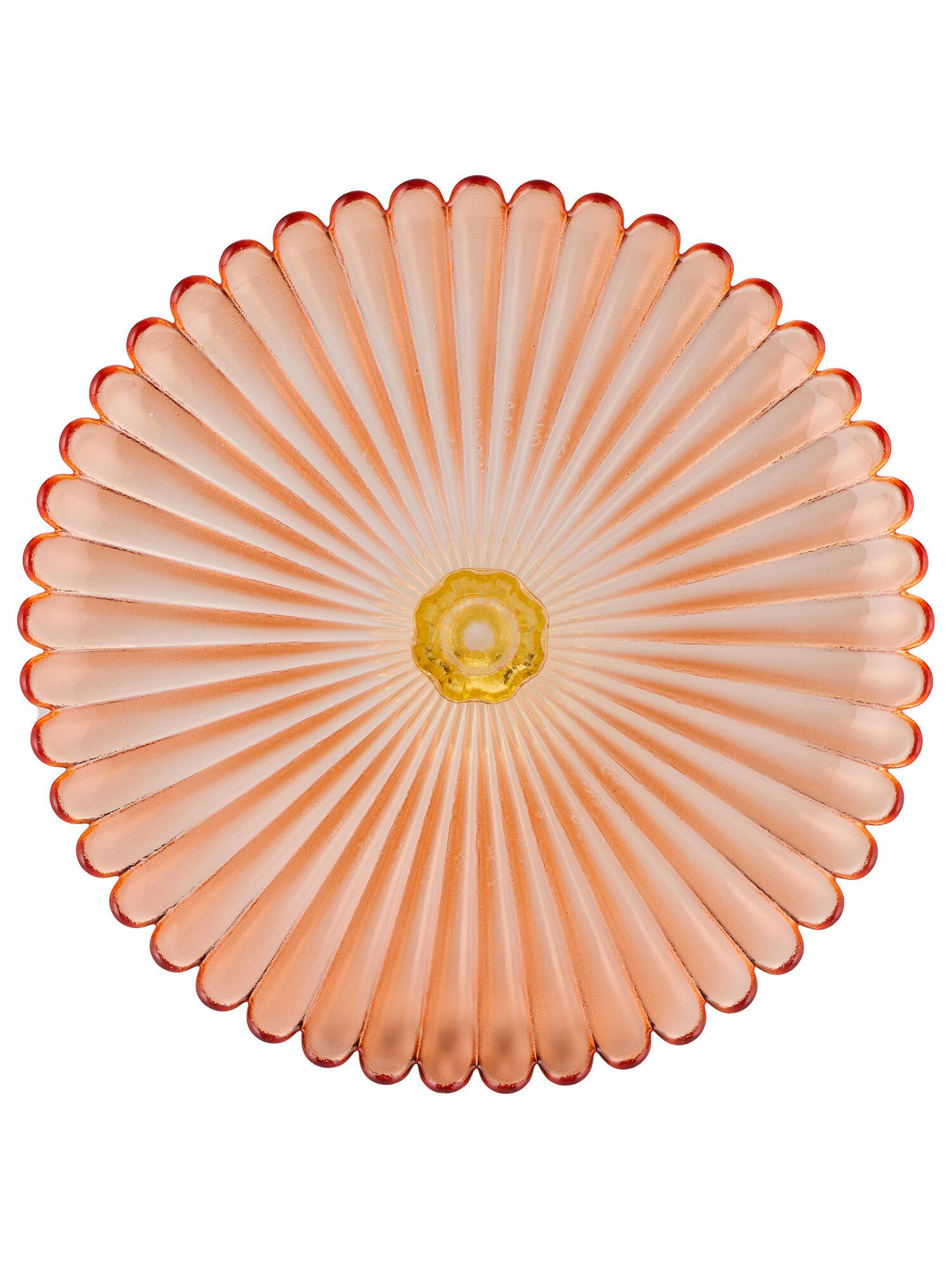 Dekorieren macht glücklich Tortenplatte Glas-Tortenplatte mit Fuß „Vetro“ in Blumenform, Glas, (1-tlg), dekorative Servierplatte für Kuchen & Gebäck – Orange-Gelb