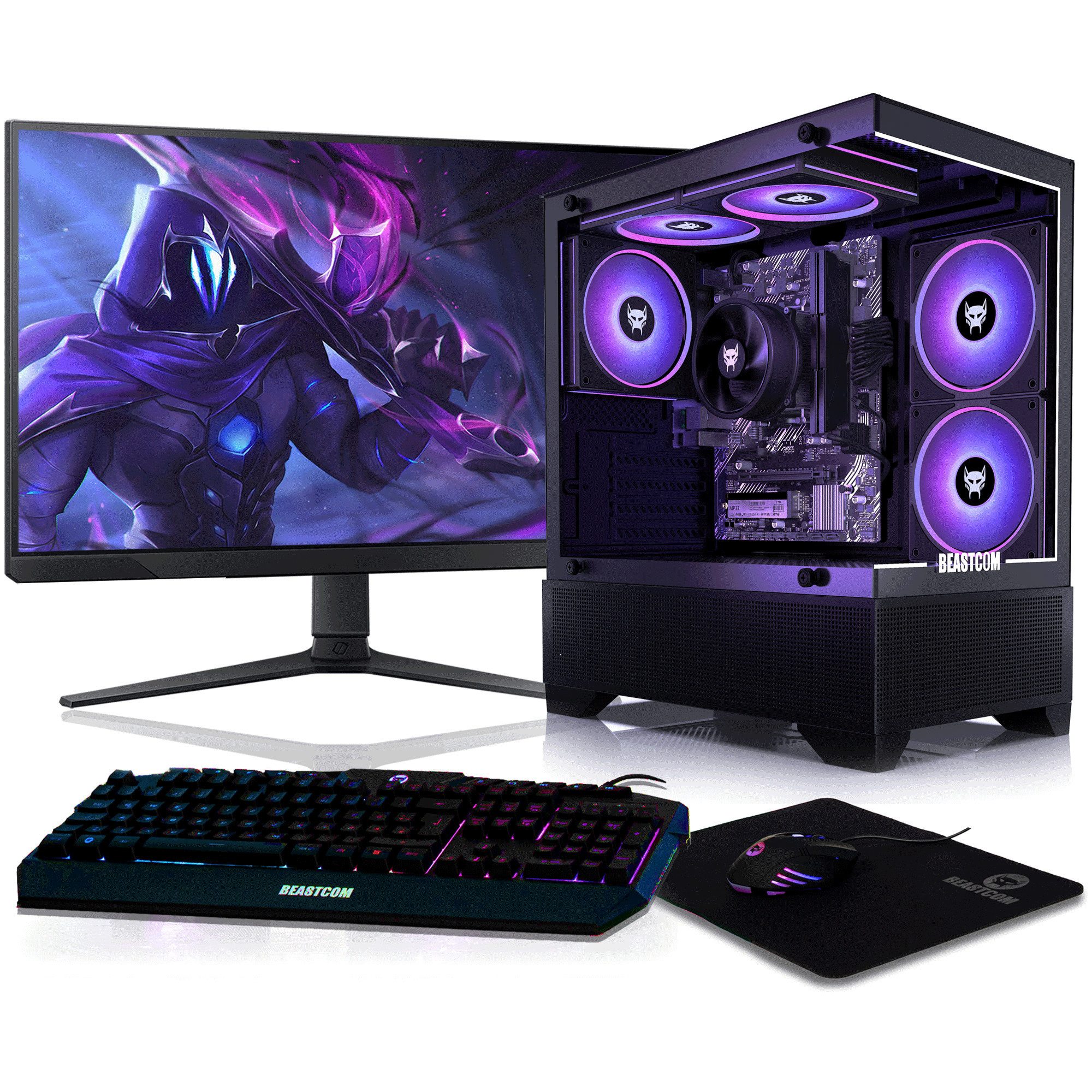 BEASTCOM Q3, Essential Gaming, Ryzen 5 3400G, Radeon RX Vega 11, 8 GB RAM Gaming-PC-Komplettsystem (25", AMD AMD Ryzen 5 3400G, Radeon RX Vega 11, 512 GB SSD)