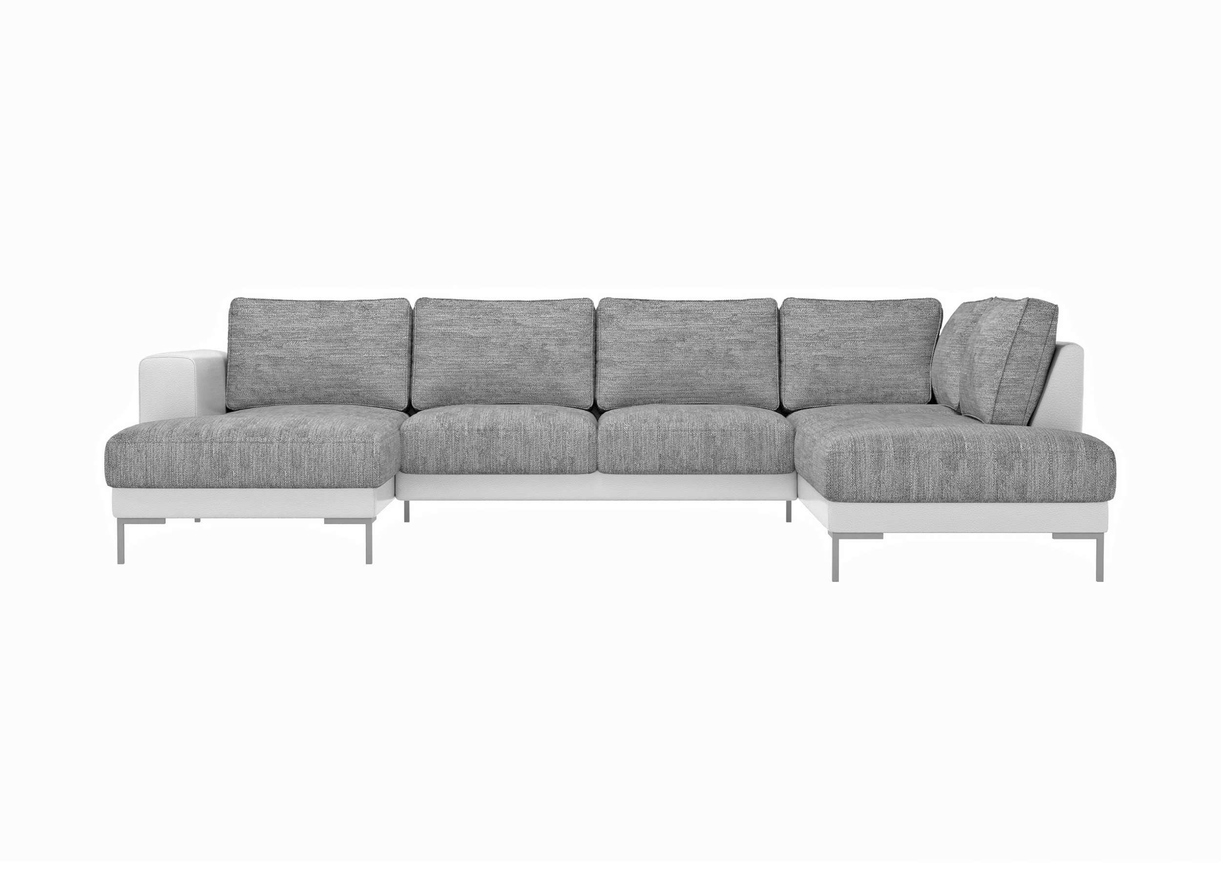 Stylefy Wohnlandschaft Santini, Sofa, oder Design, U-Form, Weiß Grau Wellenfederung, links rechts - mane Modern im bestellbar, stellbar, Raum mit Metall frei