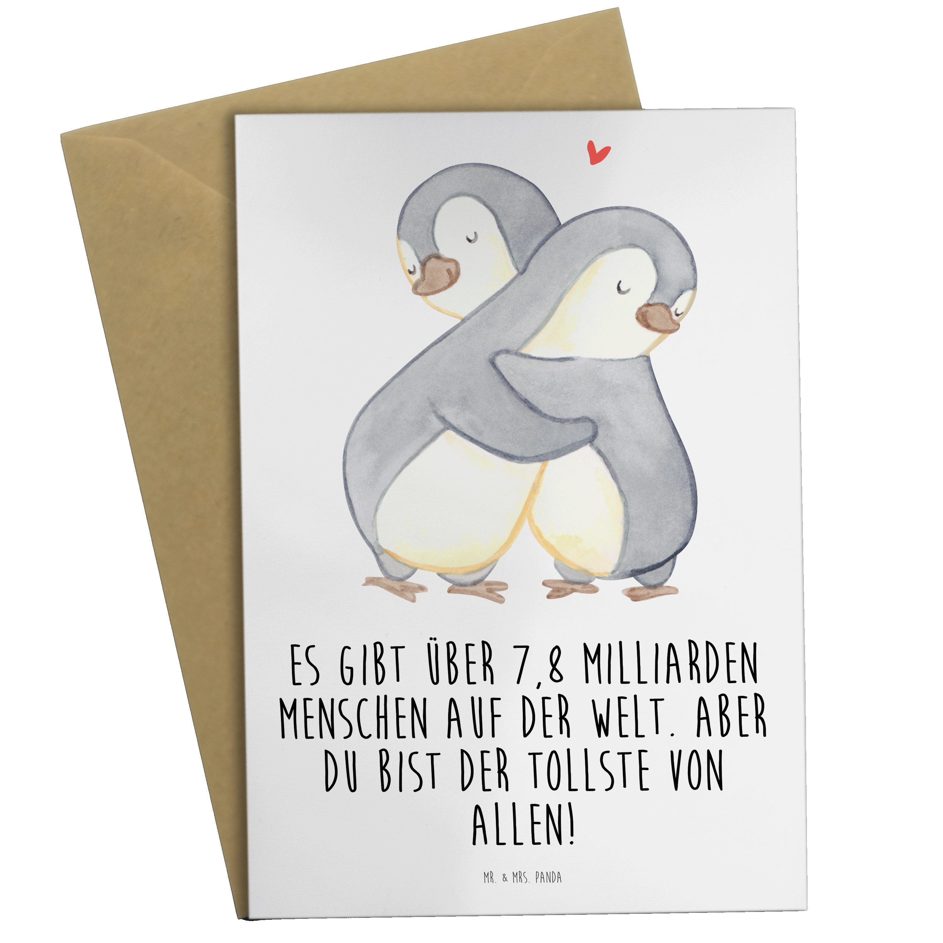 Mr. & Mrs. Panda Grußkarte Pinguine Kuscheln - Weiß - Geschenk, Hocheitstag, Karte, Liebesgesche