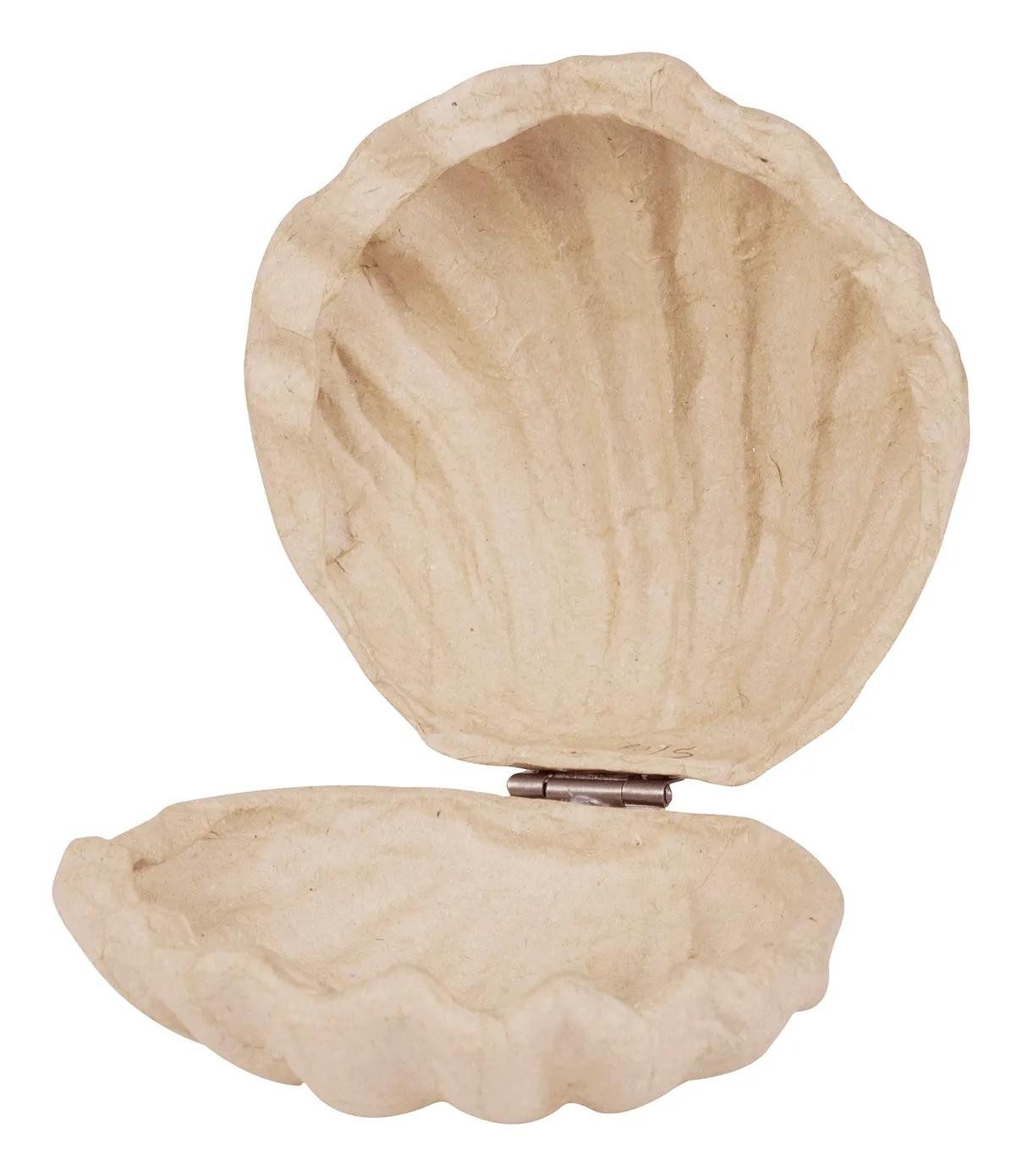 Papierdekoration 4x Braunes Pappmaché, Muschelbox 12x12x5cm - Kartonbraun BT078C