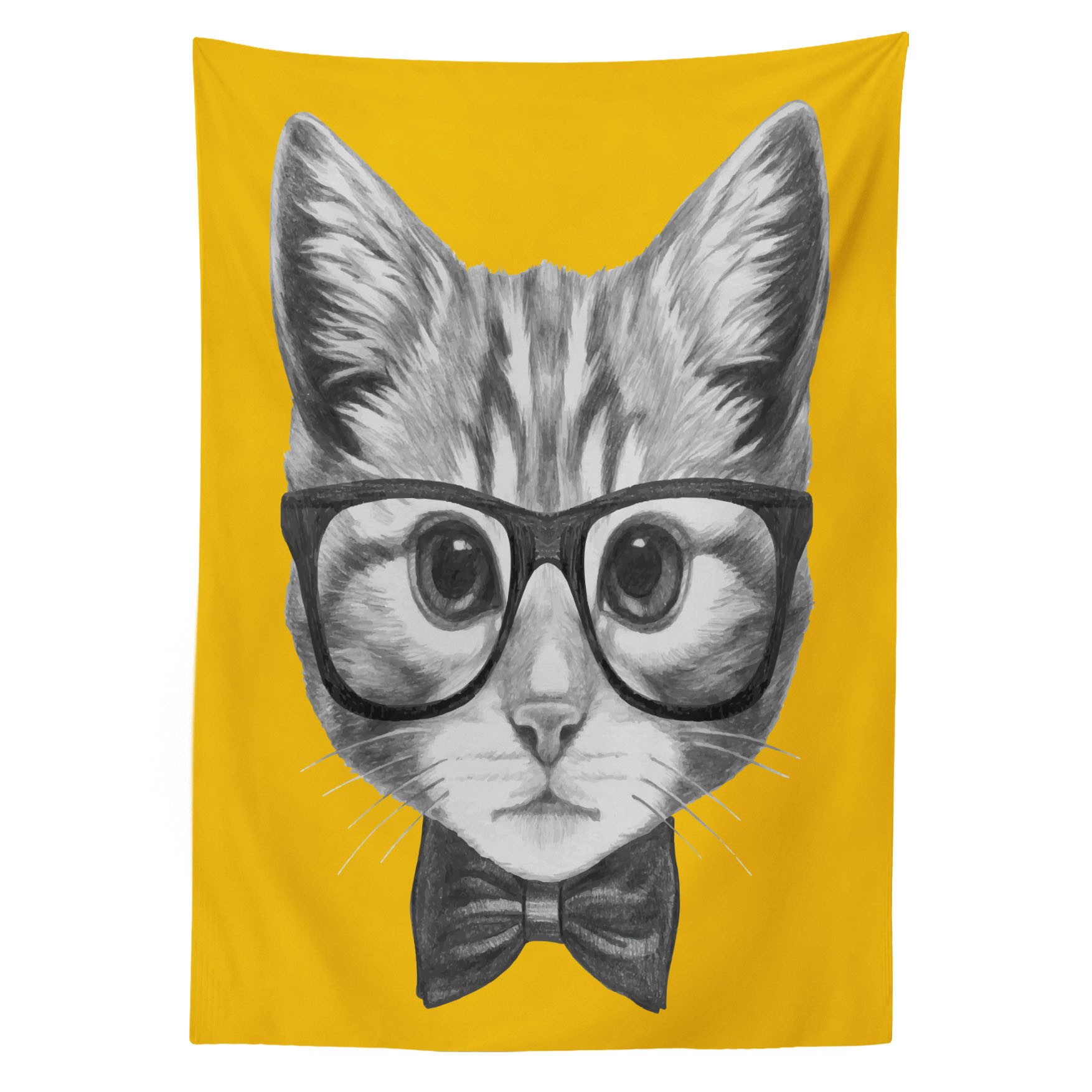 Abakuhaus Tischdecke Farbfest Waschbar Für den Außen Bereich geeignet Klare Farben, Brille Baby-Hipster-Kätzchen-Katze