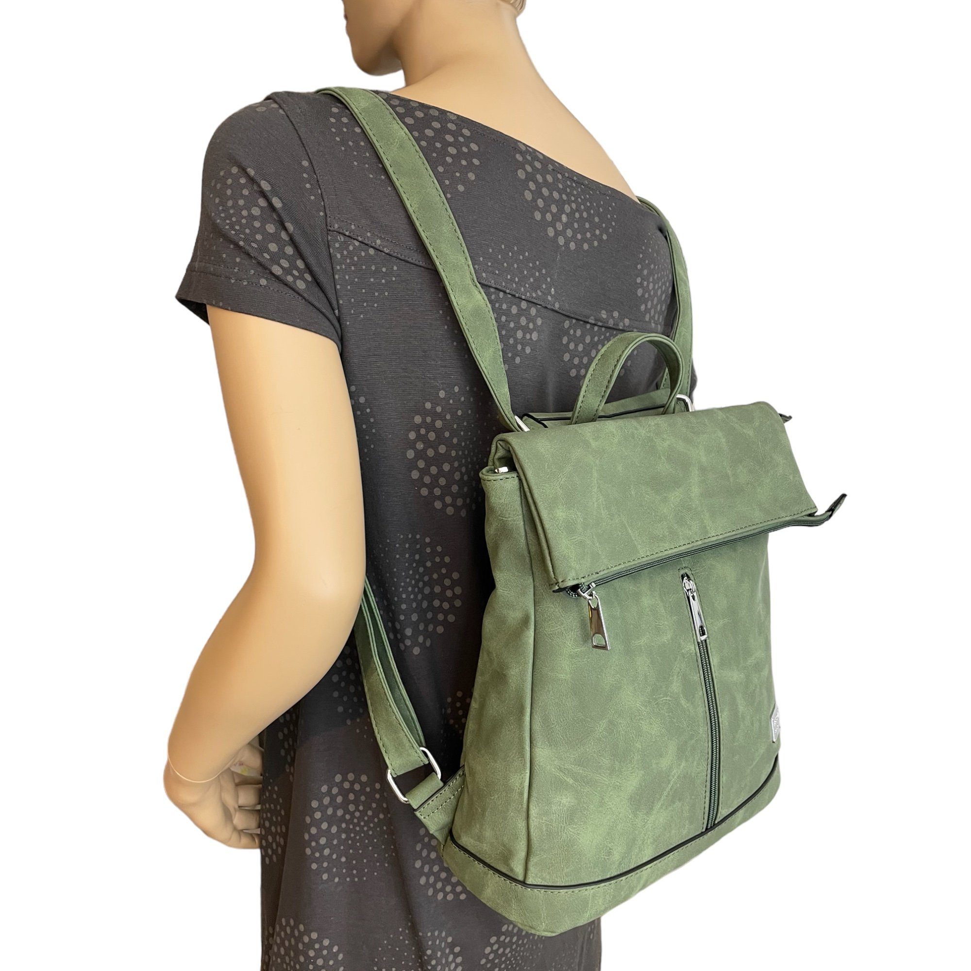 Taschen4life Rucksack 2in1 Rucksack & Umhängetasche in Einem D5623, Damen Rucksacktasche, Fächer, schnell umbaubar, Multifunktionsrucksack