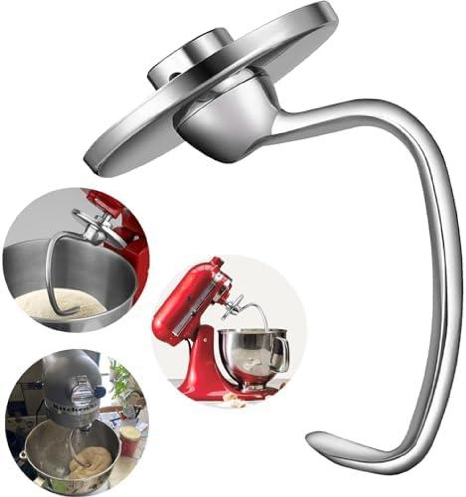 FELIXLEO Küchenmaschinen Zubehör-Set Edelstahl-Knethaken für Kitchenaid 4.5/5QT, spülmaschinenfest