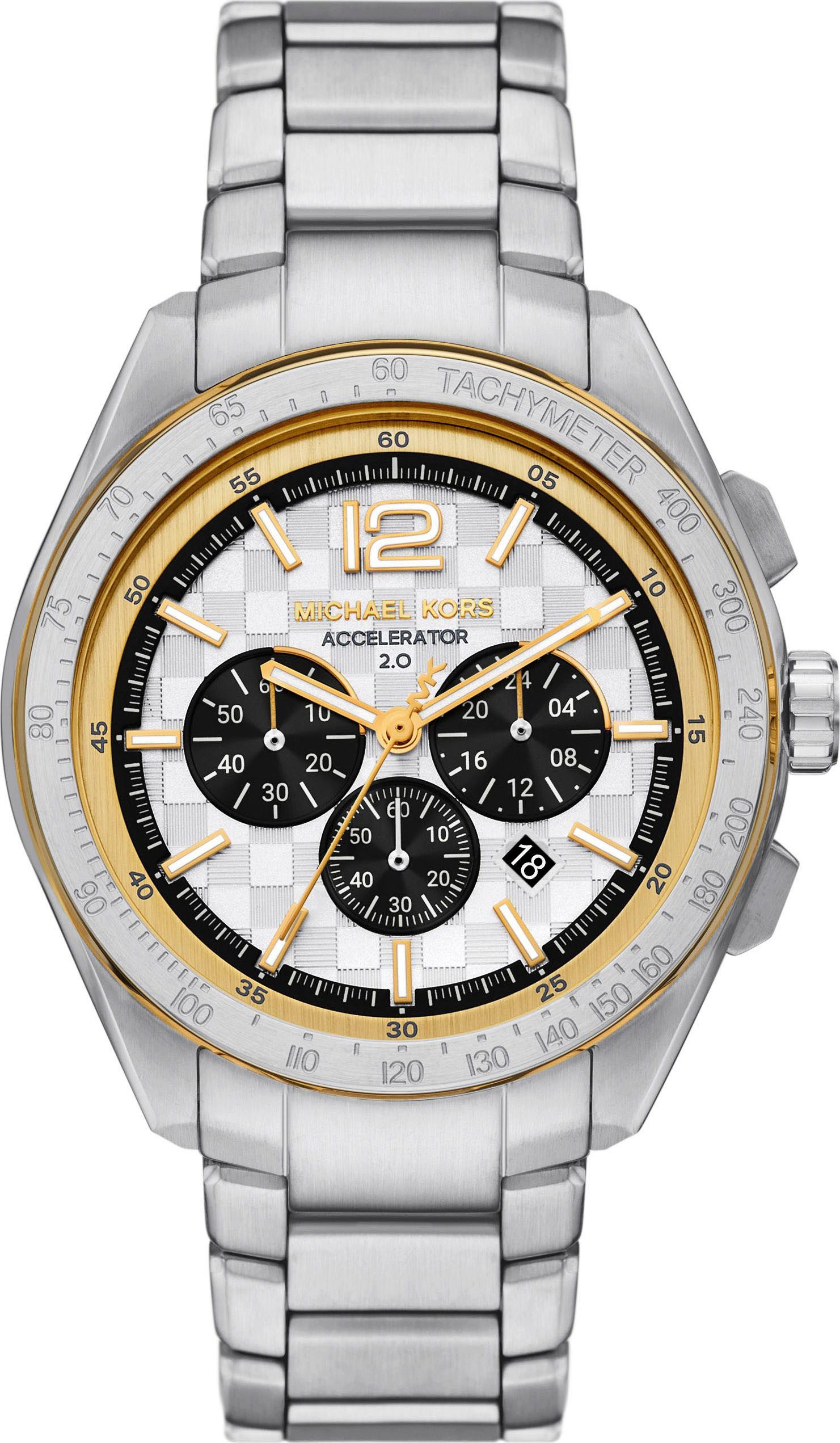 MICHAEL KORS Chronograph ACCELERATOR 2.0 MK9188, Armbanduhr, Herrenuhr, Edelstahlarmband, analog, Tag, Stoppfunktion