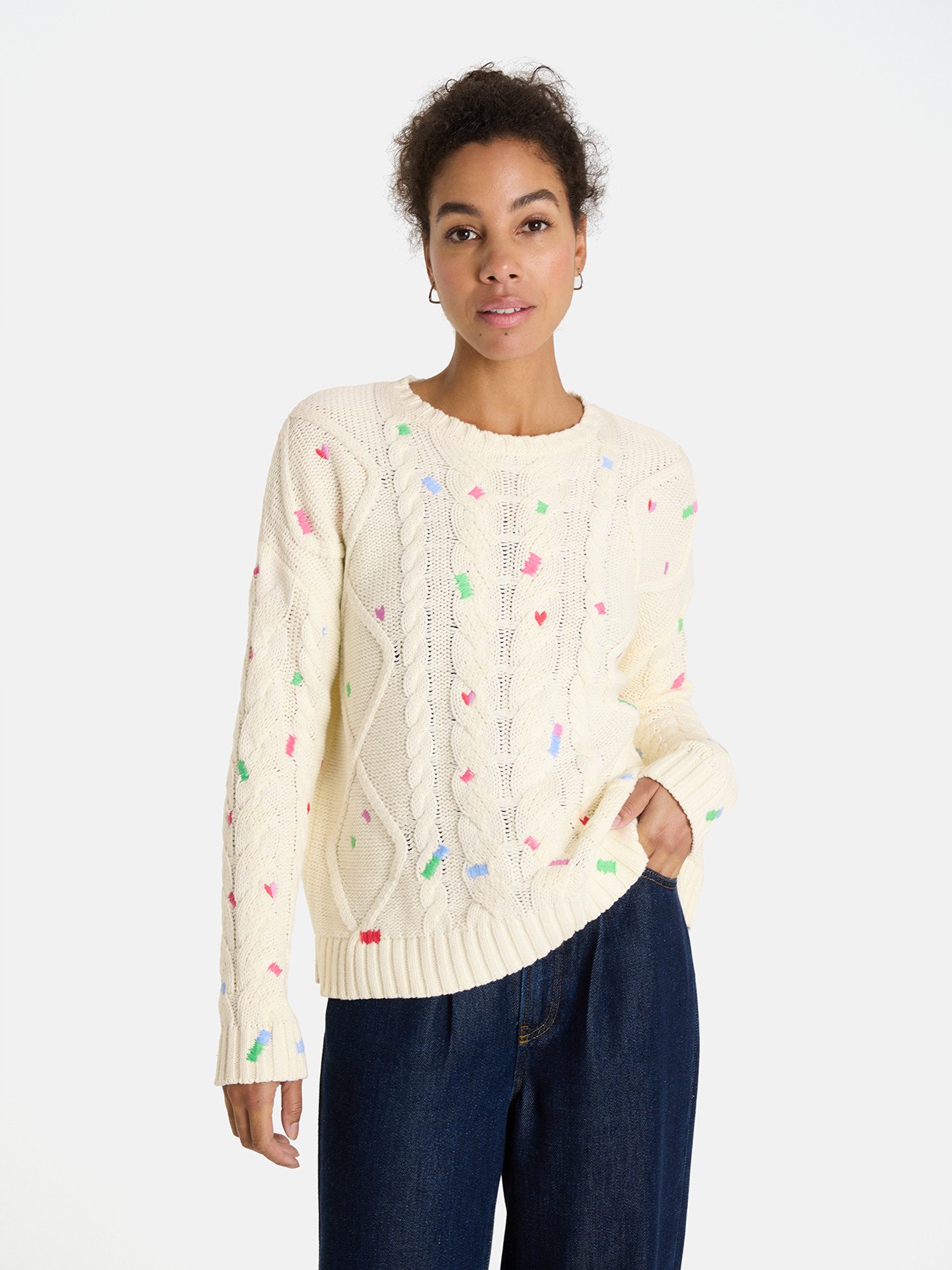 Lieblingsstück Вязаные свитера DinziL mit verspielten Stickdetails, Rundhals