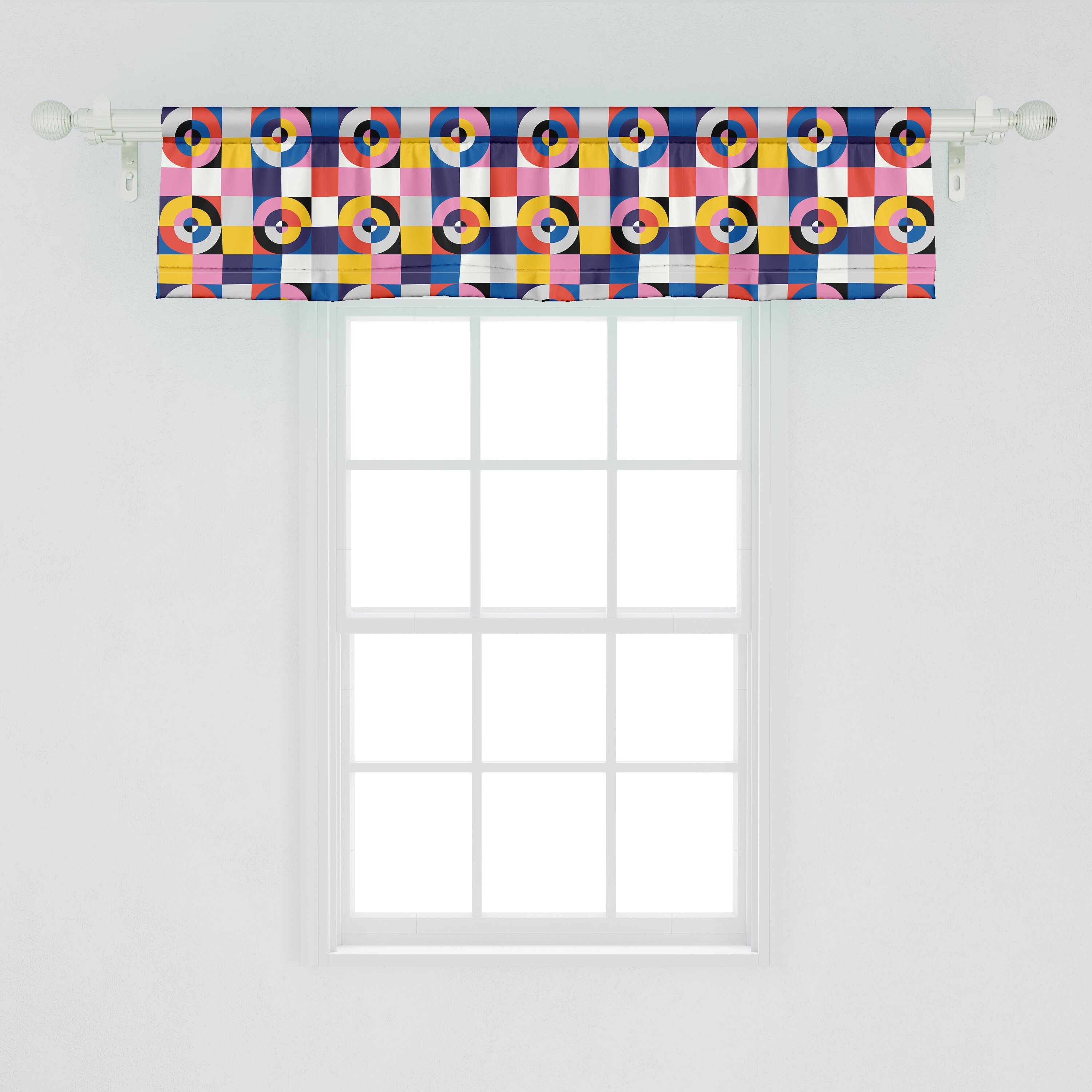 Küche Scheibengardine Dekor Formed Microfaser, Schlafzimmer mit Abakuhaus, für Volant Stangentasche, Kurven Kreise Geometrisch Vorhang