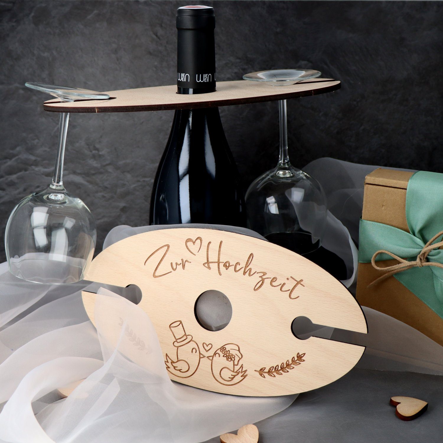 Spruchreif® Weinflaschenhalter Weinglashalter aus Holz, Holz günstig online kaufen