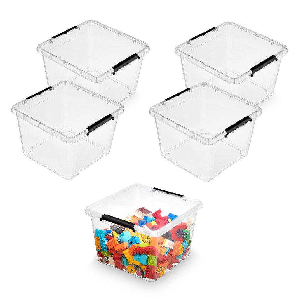 Kreher Aufbewahrungsbox Simple Store Box 25 Liter mit Deckel und Griffmulden (5 St)