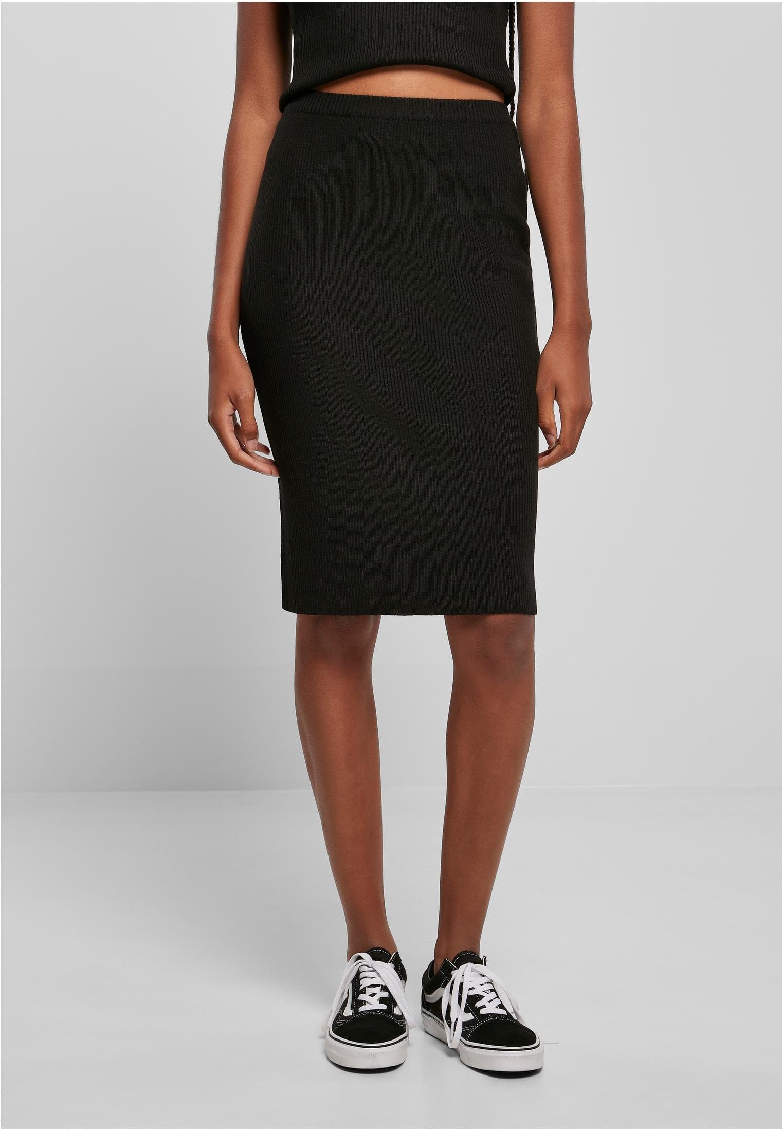 URBAN CLASSICS Sweatkleid Ladies Rib Knit Midi Skirt XS bis 5XL