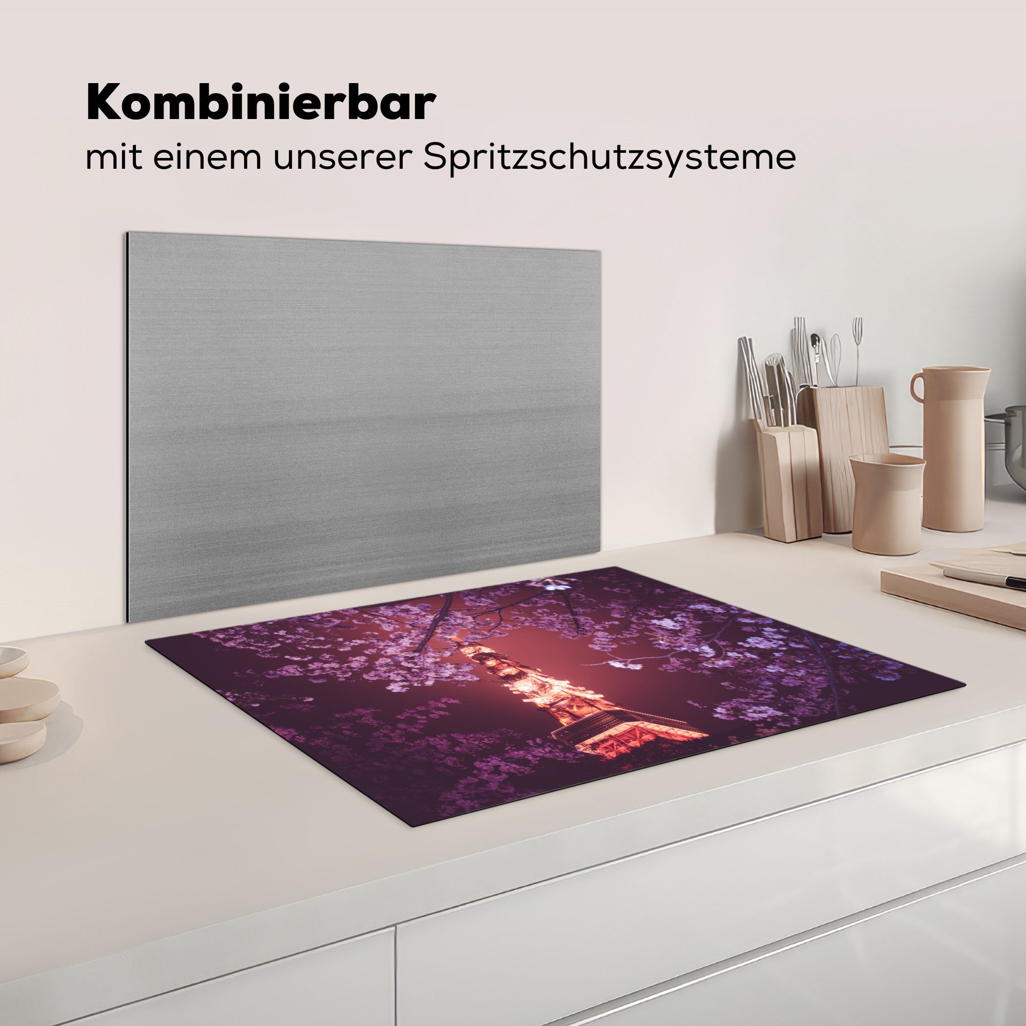 MuchoWow Herdblende-/Abdeckplatte Vinyl, Mobile Skytree (1 Nacht, Ceranfeldabdeckung nutzbar, tlg), 70x52 cm, Arbeitsfläche bei