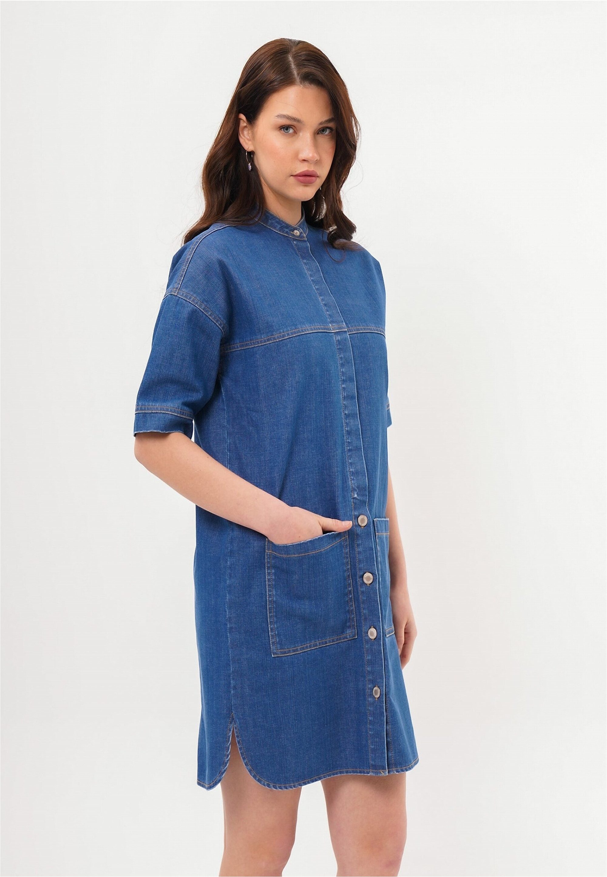 freshlions Jeanskleid Josy (1-tlg) mit durchgehender Knopfleiste