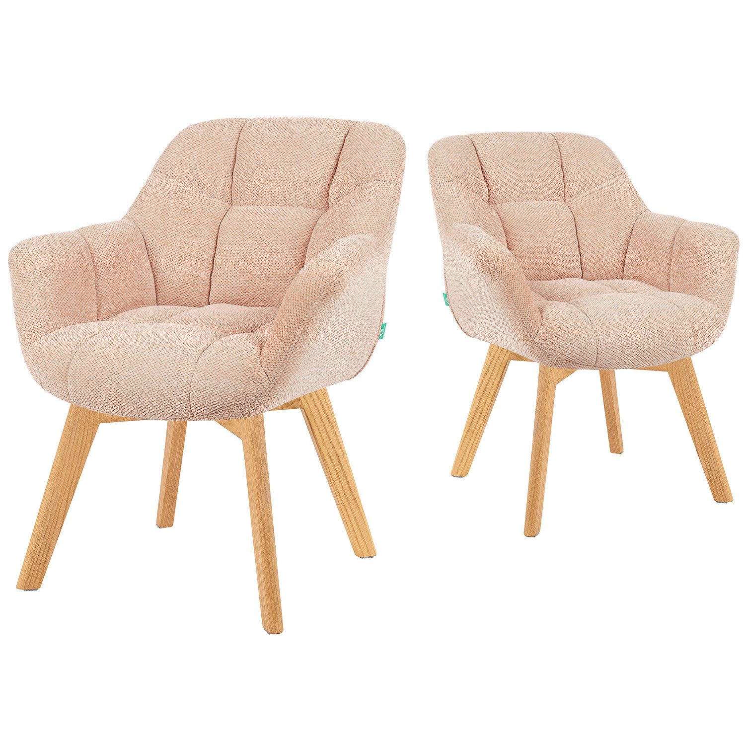 DUBI Möbel Polsterstuhl Mika-Nele 2er-Set, Eiche günstig online kaufen