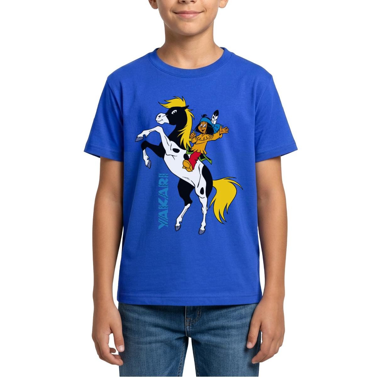 T-Shirt Yakari Winkt Auf Pferd Kleiner Donner Teenager T-Shirt