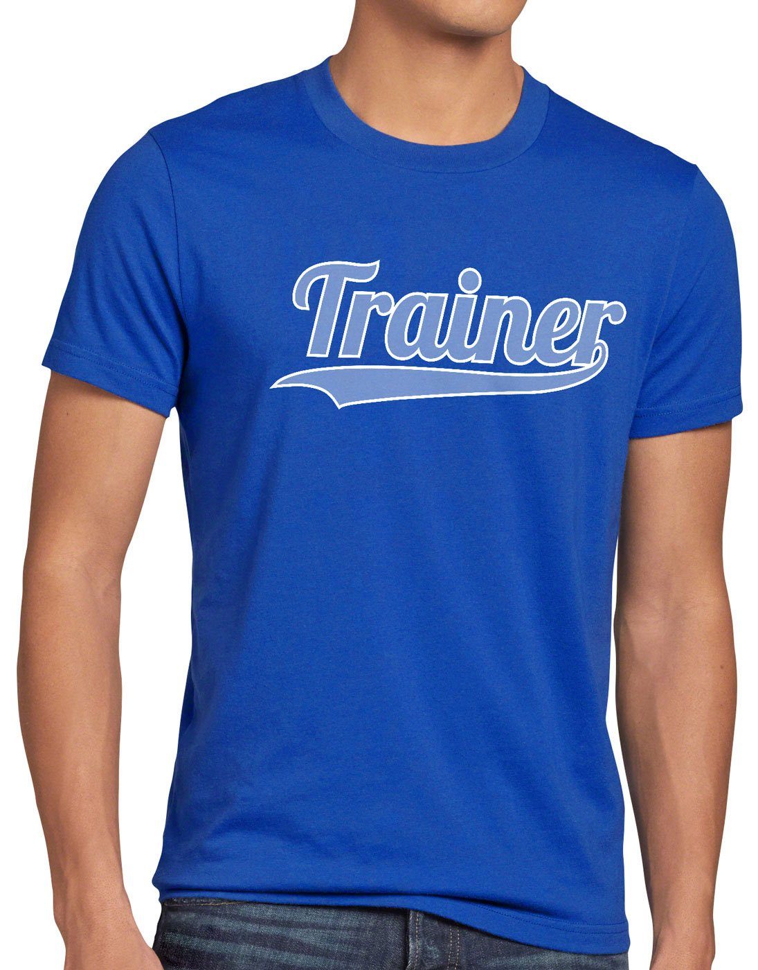 style3 Print-Shirt Herren T-Shirt Trainer Fun-shirt Coach Spruch-shirt Mannschaft Sport Fussball blau
