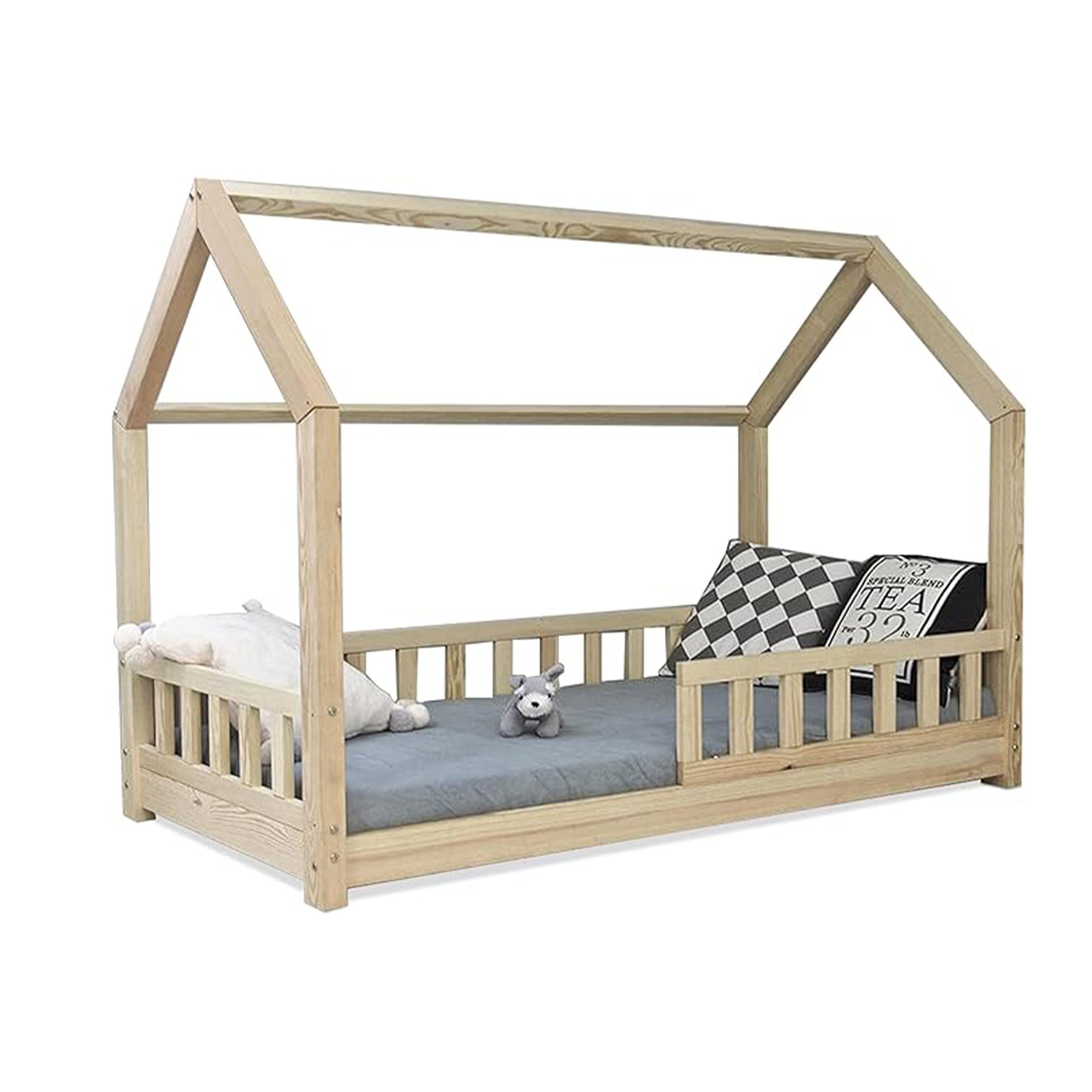 Best for Kids Hausbett Mit Matratze, Ohne Matratze (70x140 80x160 80x180 90x160 90x180 90x190 90x200 140x200), mit Rausfallschutz und Lattenrost, TOP Preis-Leistungs-Verhältnis