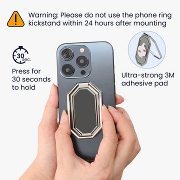 kwmobile Smartphone Fingerhalter mit Ständer - Stick-on Fingerhalter, (1-tlg., Handy Fingerhalterung kompatibel mit u.a. iPhone Samsung Sony Handys)