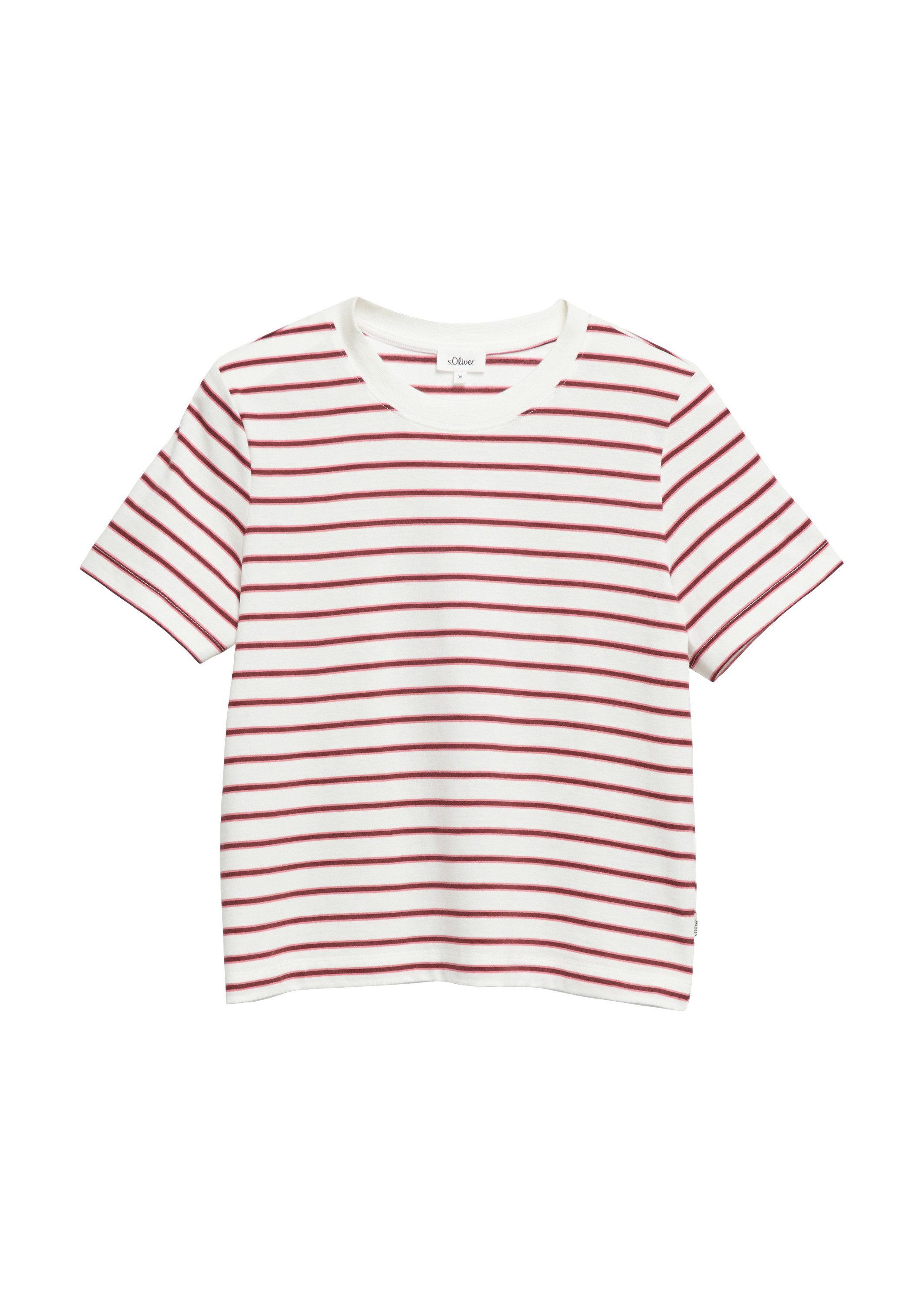 s.Oliver Kurzarmshirt T-Shirt Verkürztes T-Shirt mit Streifen