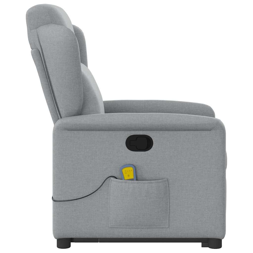 vidaXL Sessel Massagesessel mit Aufstehhilfe Hellgrau Stoff (1-St)