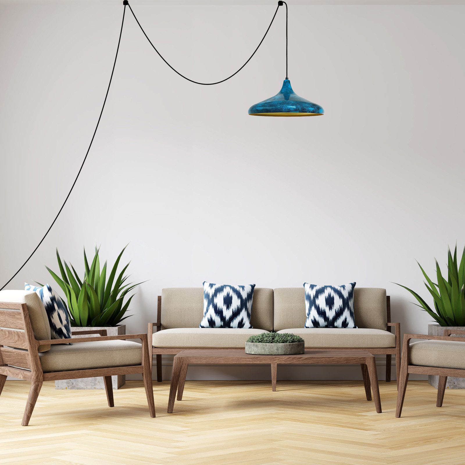 Bamyum Pendelleuchte Champion Pendelleuchte mit Stecker 35 cm, Metall mit 450 cm Kabel, ohne Leuchtmittel