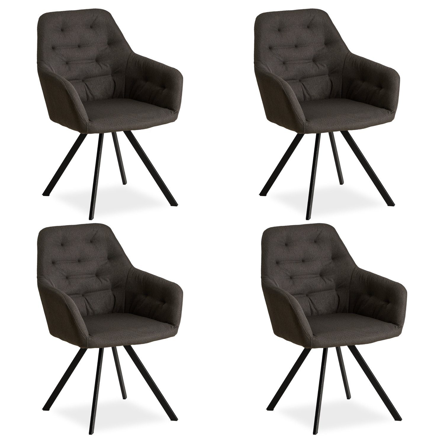 Homestyle4u Polsterstuhl Drehbar 6er Set in Grau 2353 günstig online kaufen