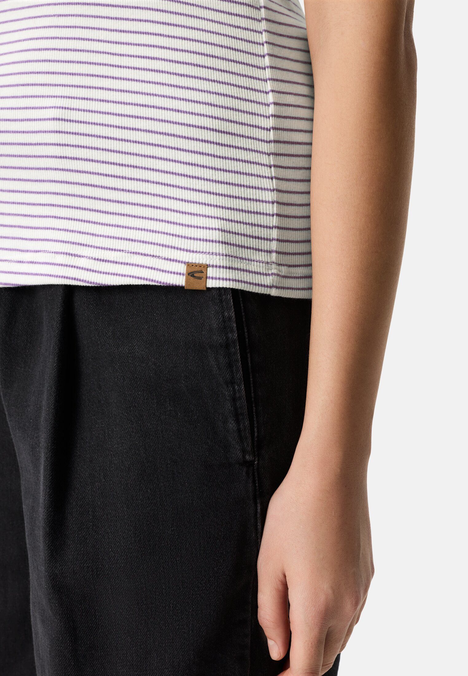 camel active T-Shirt Gestreiftes Rundhals T-Shirt aus reiner Baumwolle