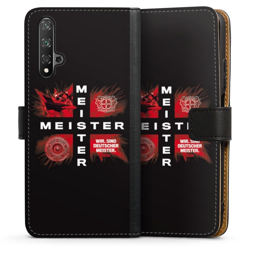 DeinDesign Handyhülle Bayer 04 Leverkusen Meister Offizielles Lizenzprodukt, Huawei Nova 5T Hülle Handy Flip Case Wallet Cover Handytasche Leder
