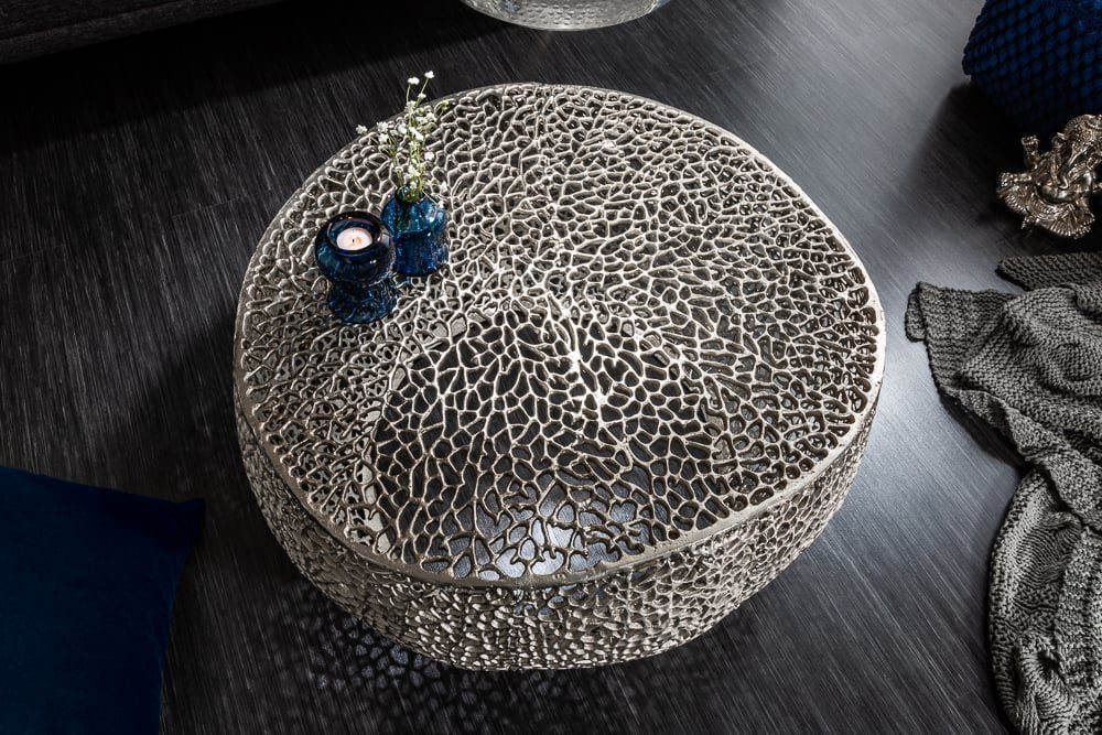 riess-ambiente Couchtisch ABSTRACT LEAF 80cm silber (Einzelartikel, 1-St), Wohnzimmer · Metall · Handarbeit · Modern