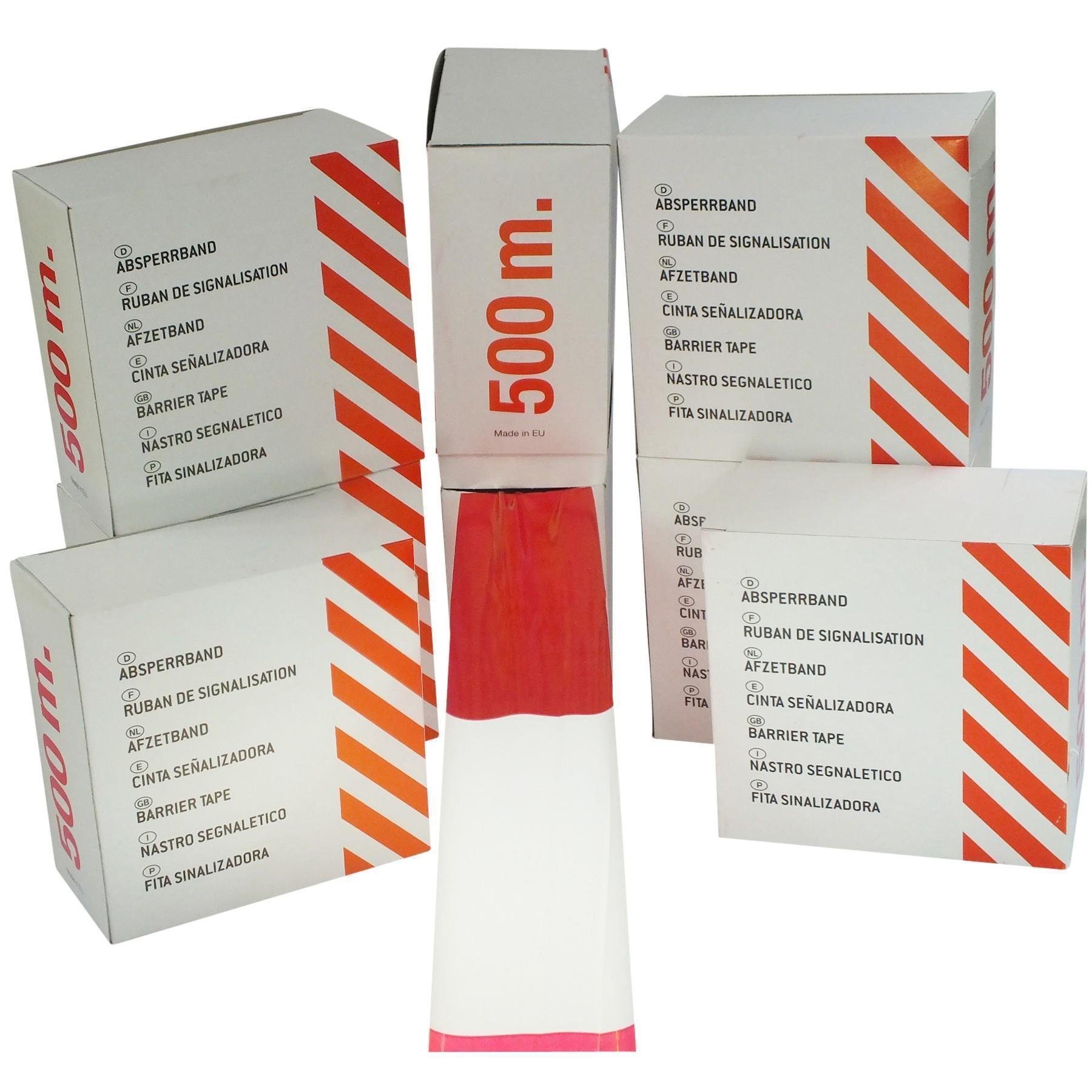 BauSupermarkt24 Absperrkette 1 Rol. Absperrband 80mm doppelseitig Standart 500m in der Spenderbox, Довжина 500 m