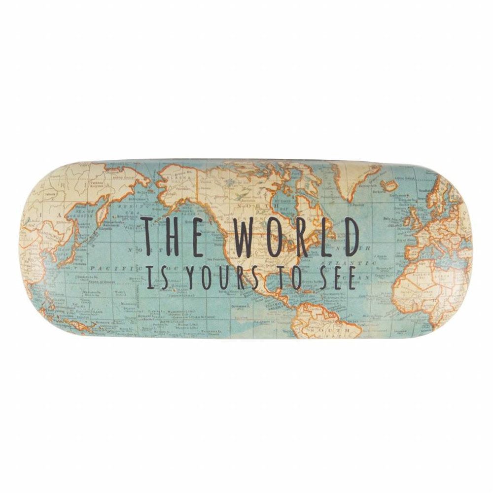 Sass & Belle Brillenetui Vintage Map Weltkarte, Hartschale, ca. 16 x 6 x 3,5 cm