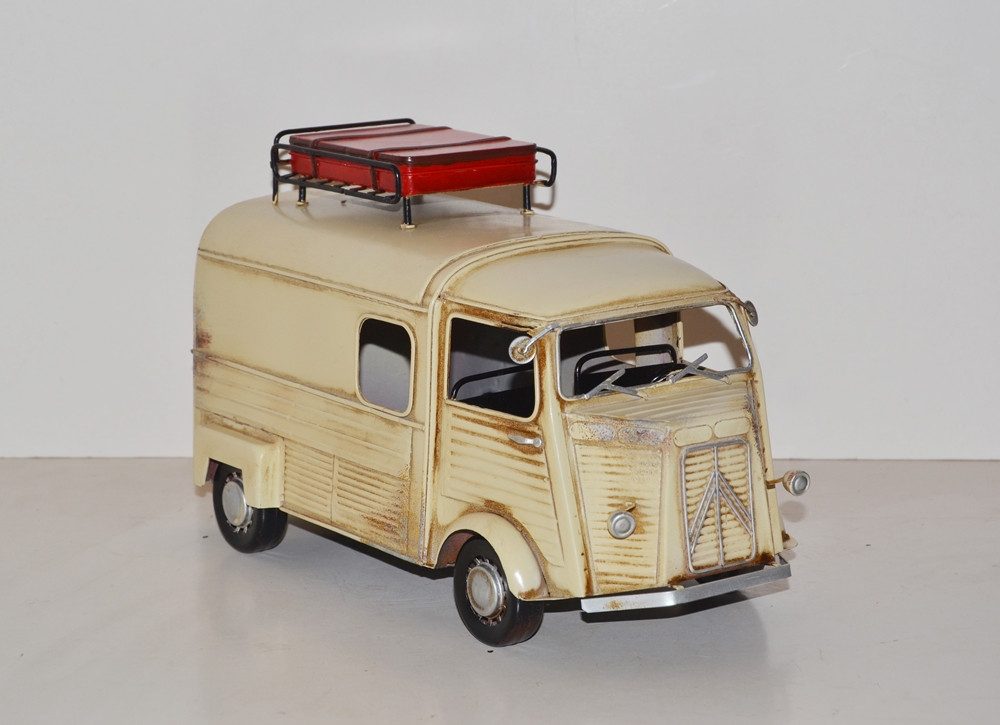 JS GartenDeko Modellauto Modellauto Citroën Typ H Oldtimer L 34 cm Retro Design aus Blech