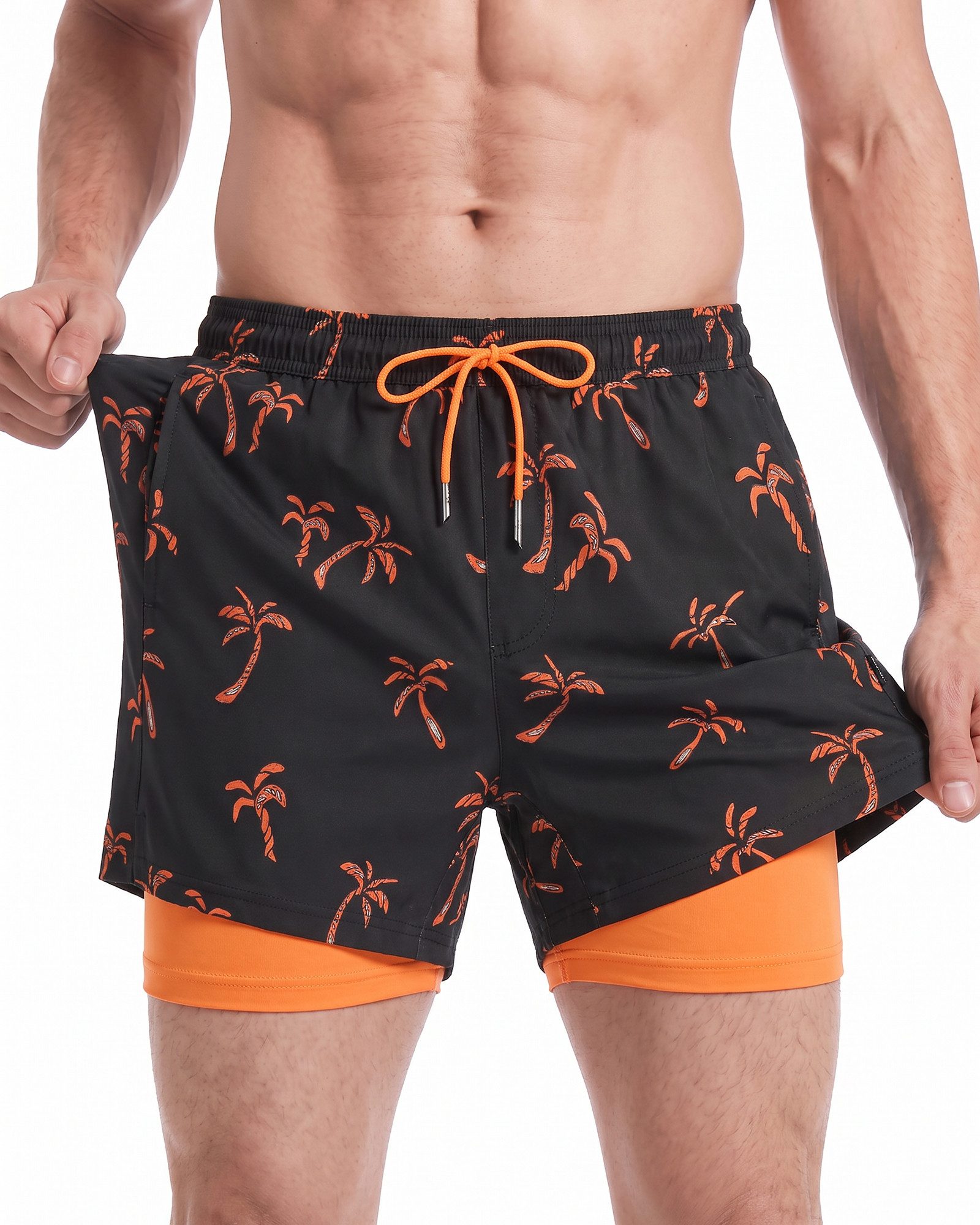 MaaMgic Shorts Herren Stretch kurze Hose Männer Badehose mit Reißverschlusstaschen (1-tlg)