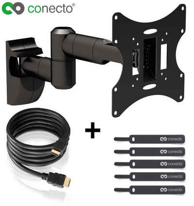 conecto »TV Wandhalter für LCD LED OLED Fernseher & Monitor« TV-Wandhalterung, (bis 42 Zoll, inklusive HDMI-Kabel und Klett-Kabelbinder, schwenkbar, neigbar, ausziehbar)
