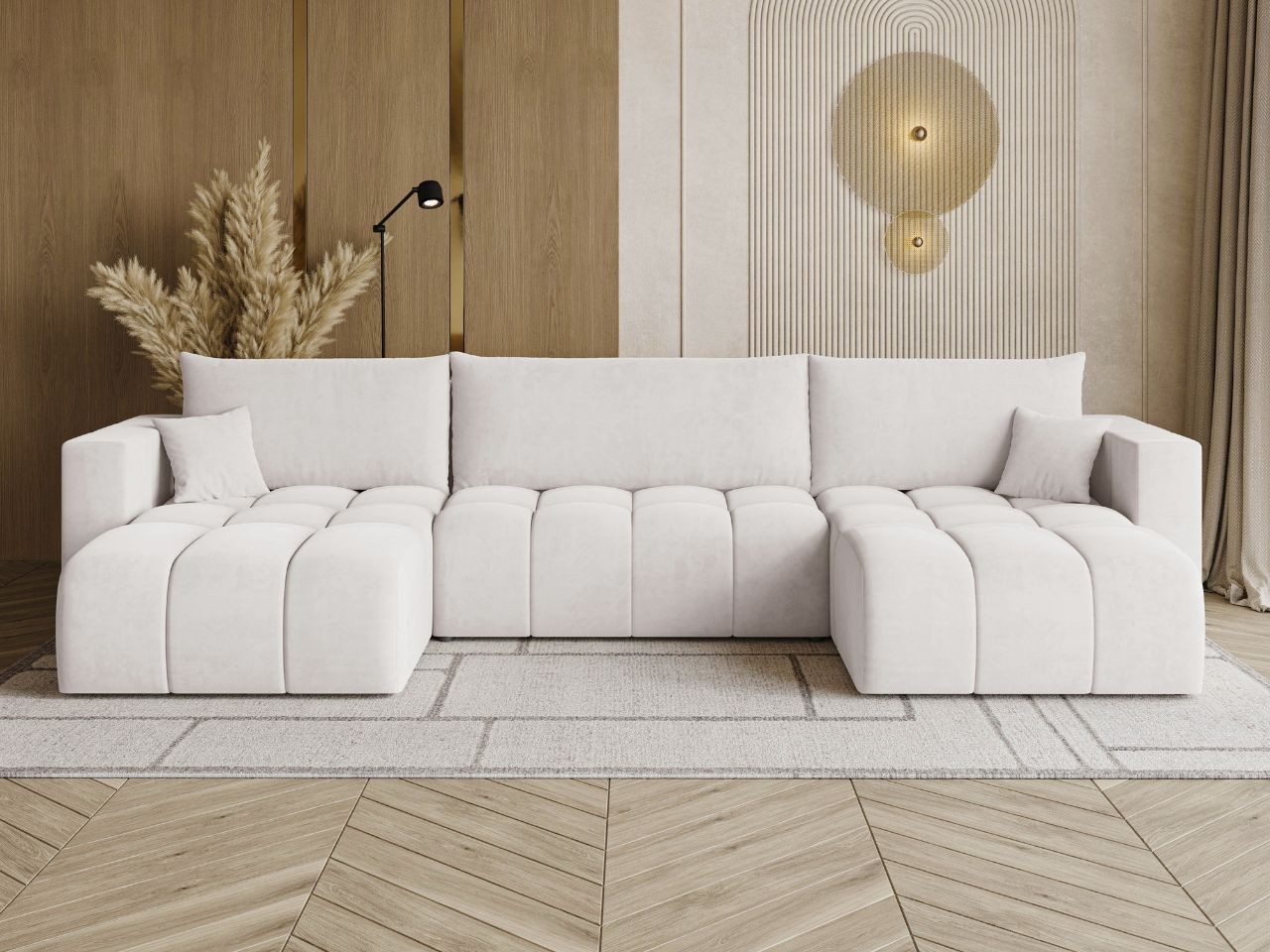 GrainGold Ecksofa U-Form Neva U, Set, Schlaffunktion, Freistehende, Bettkasten, DL-Mechanismus